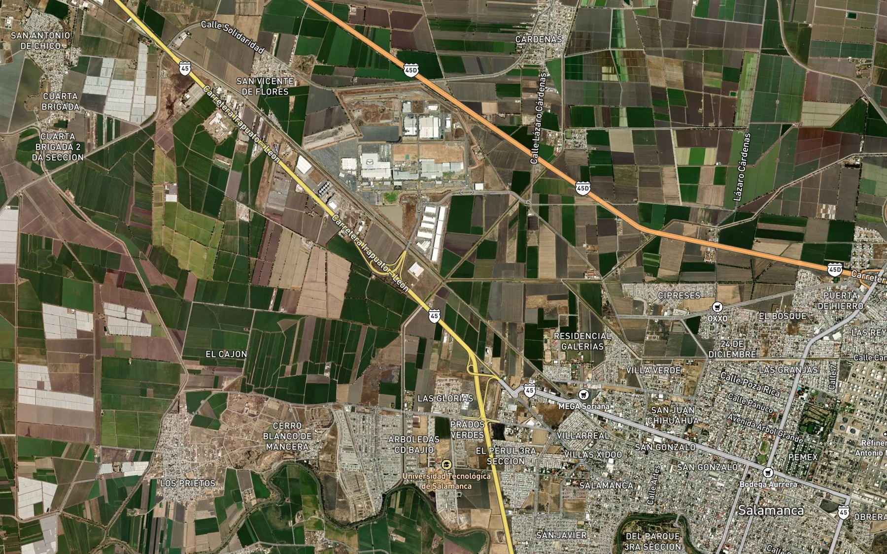 Satellite map of the Dieciocho
