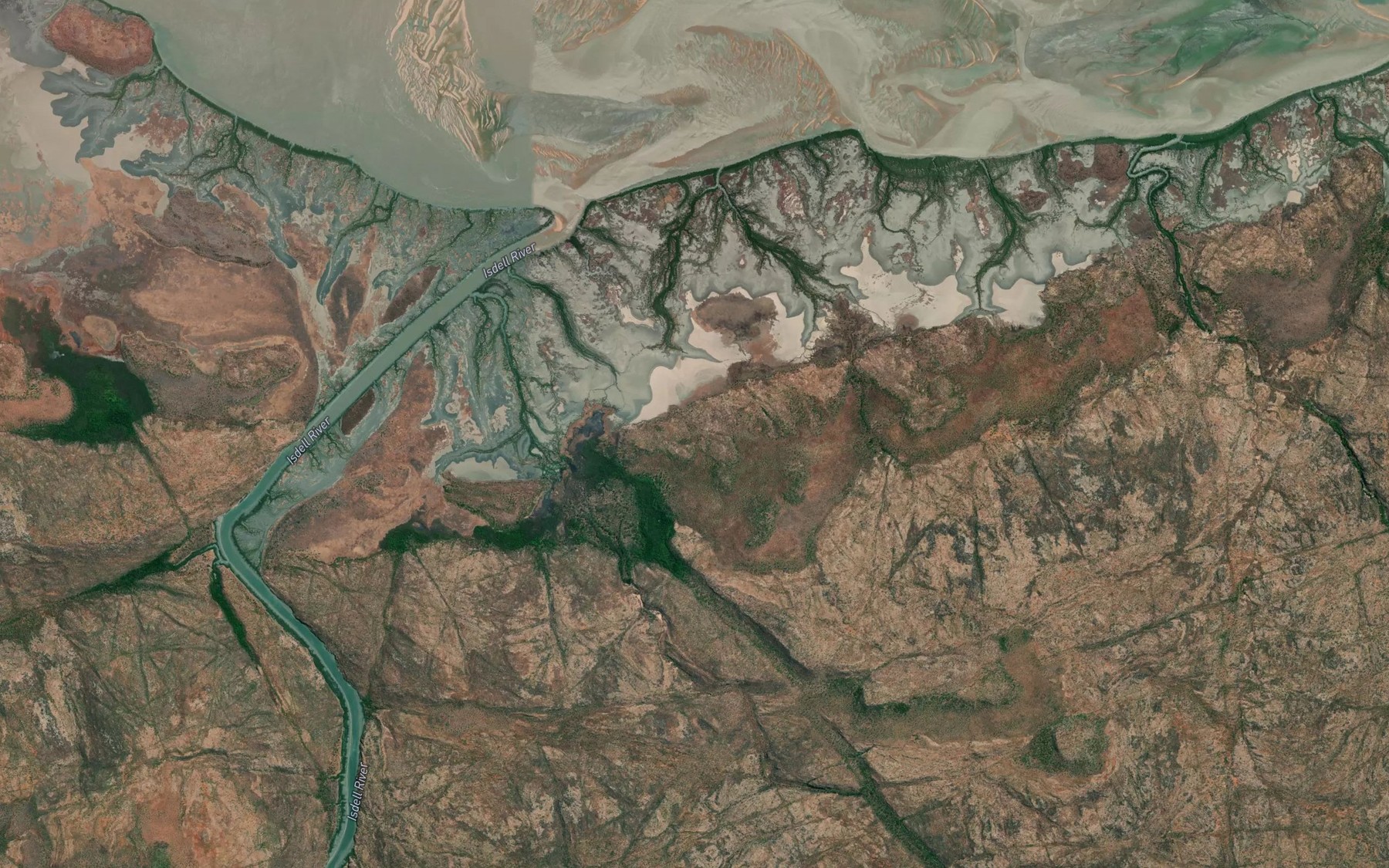 Satellite map of the Isdell River