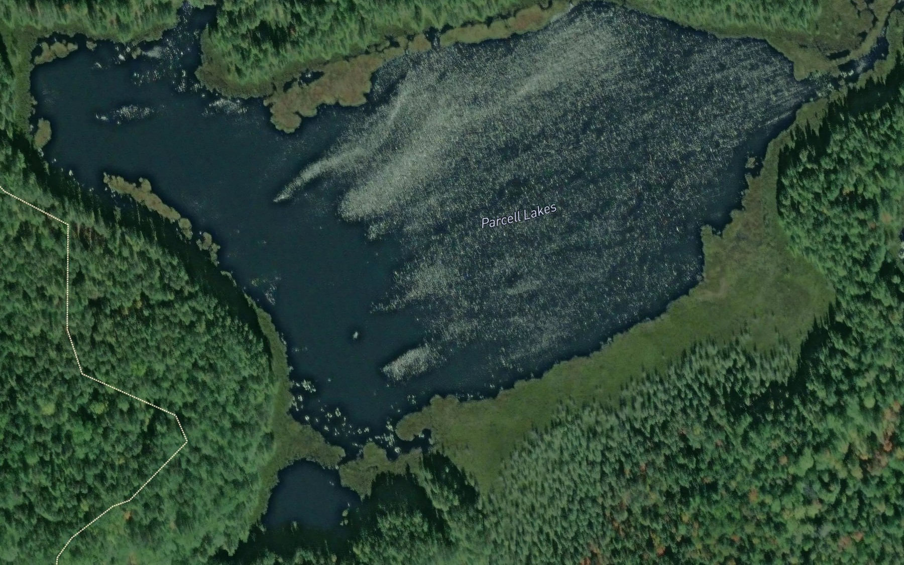 Satellite map of the Parcell Lakes
