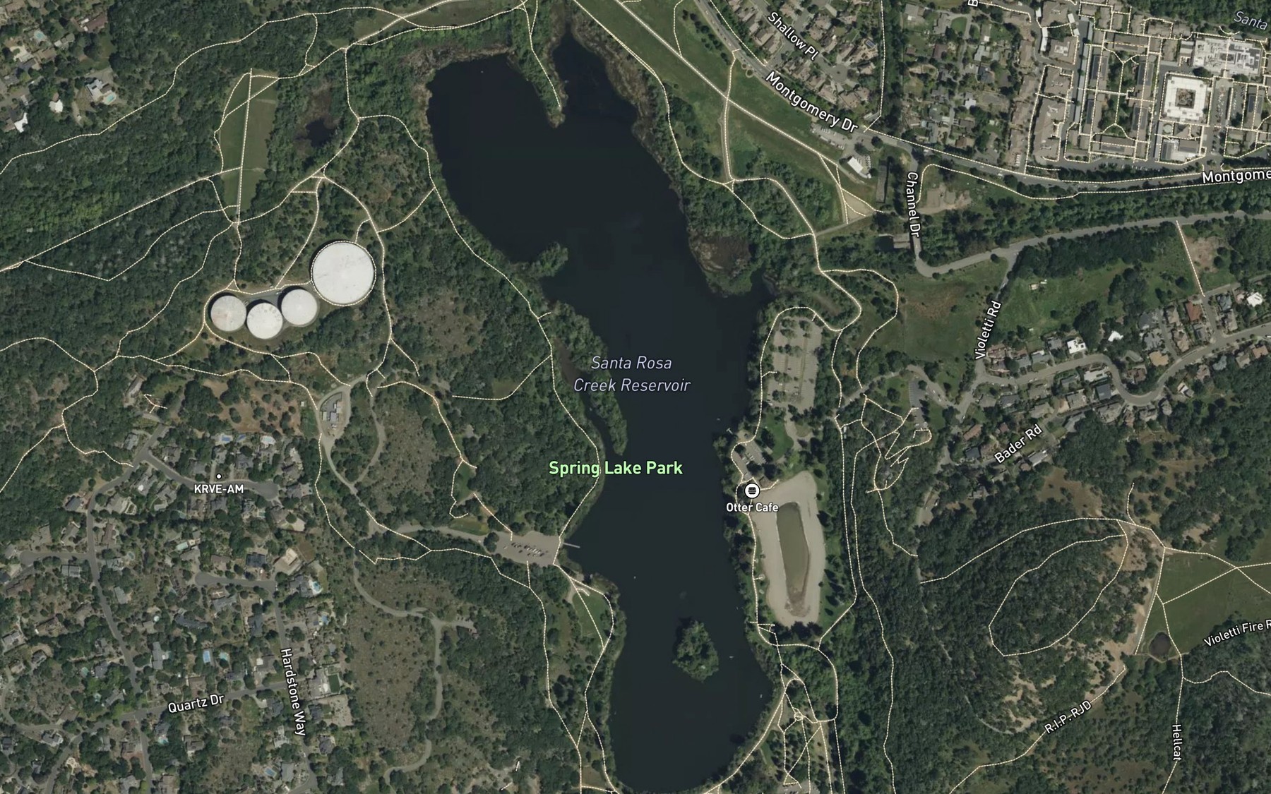 Satellite map of the Santa Rosa Creek Reservoir