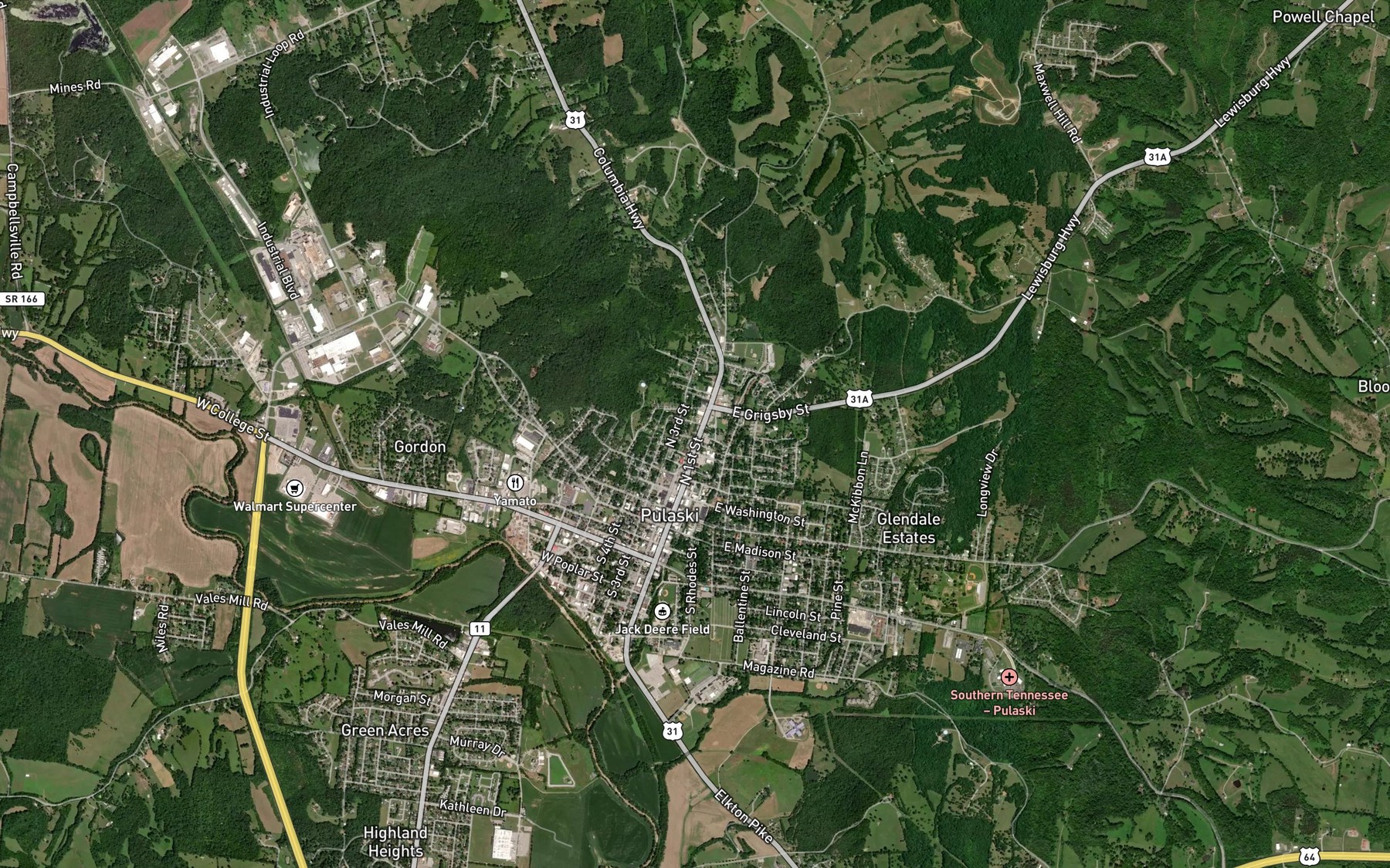 Satellite map of the Town Springs