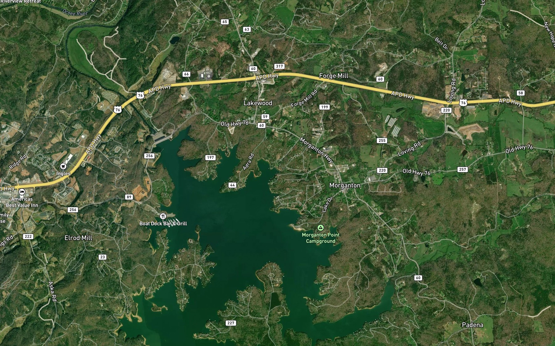 Satellite map of the Garren Cove