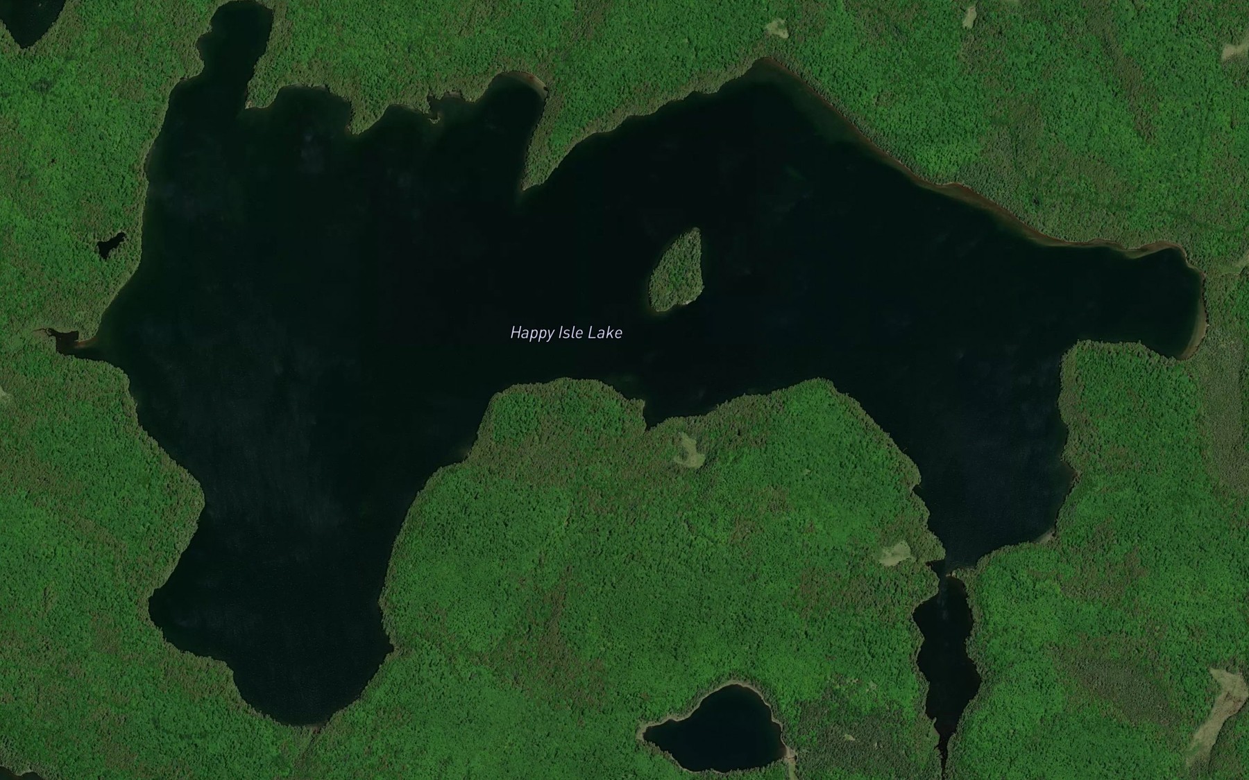 Satellite map of the Happy Isle Lake