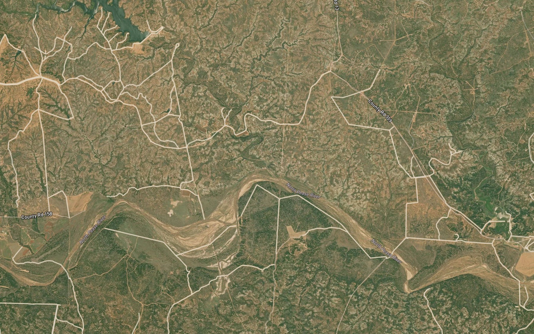 Satellite map of the Shores Creek
