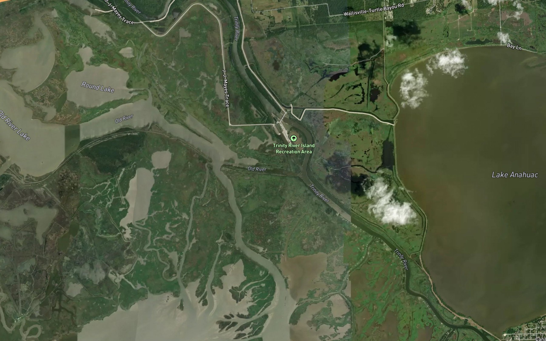 Satellite map of the Old River Cutoff