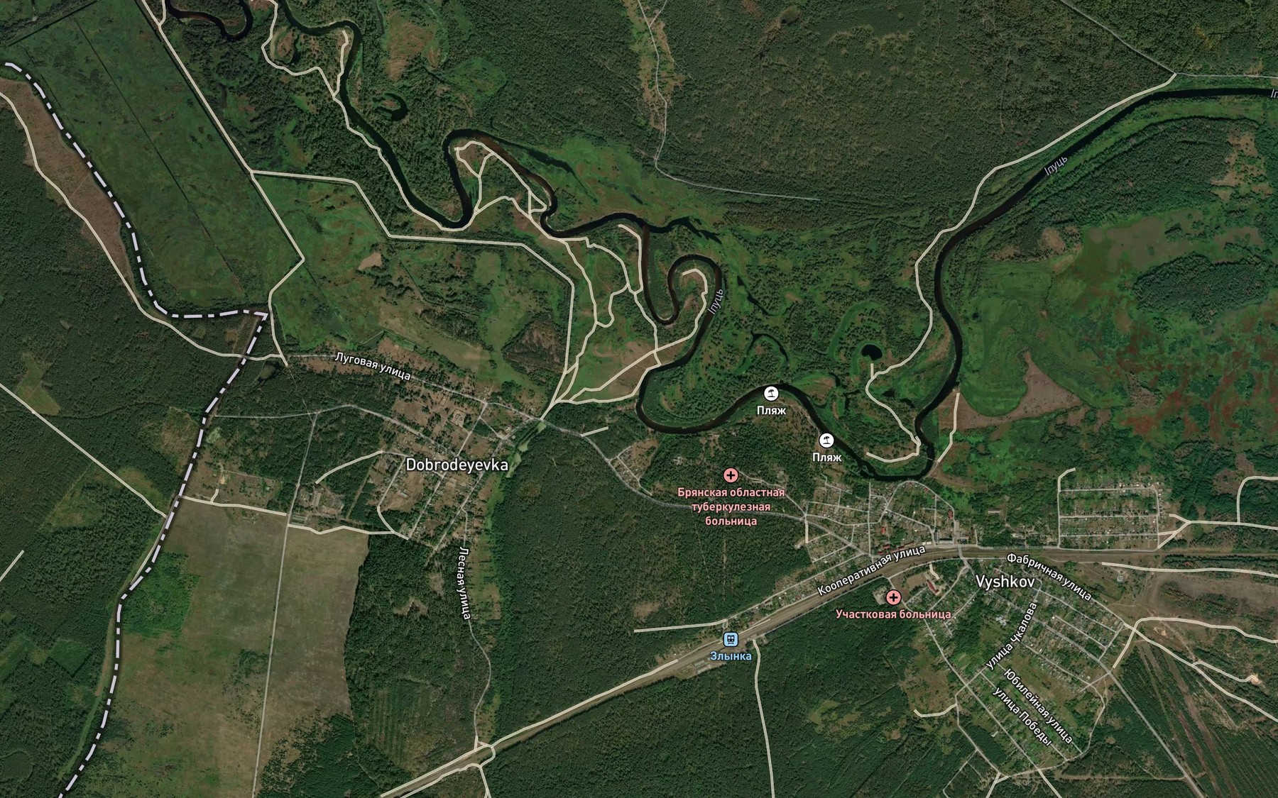 Satellite map of the Zlynka
