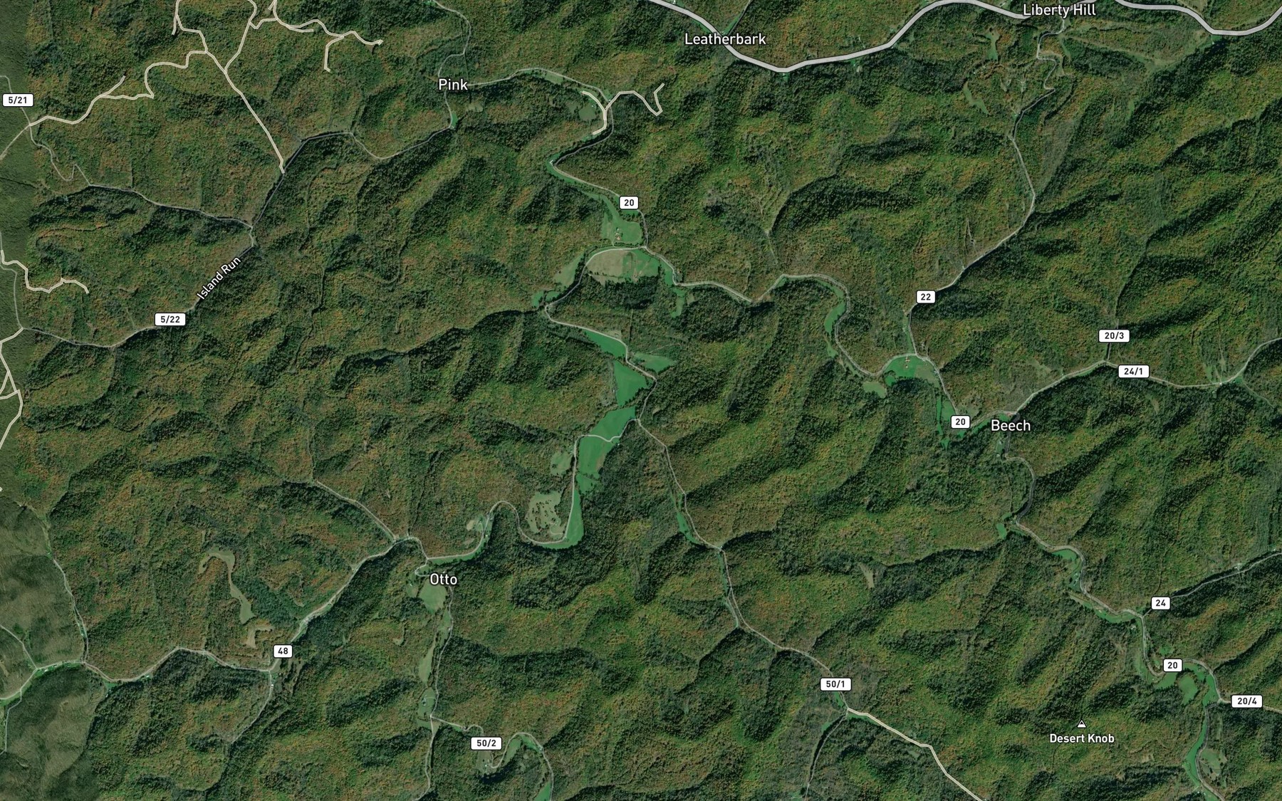 Satellite map of the Orchard Run