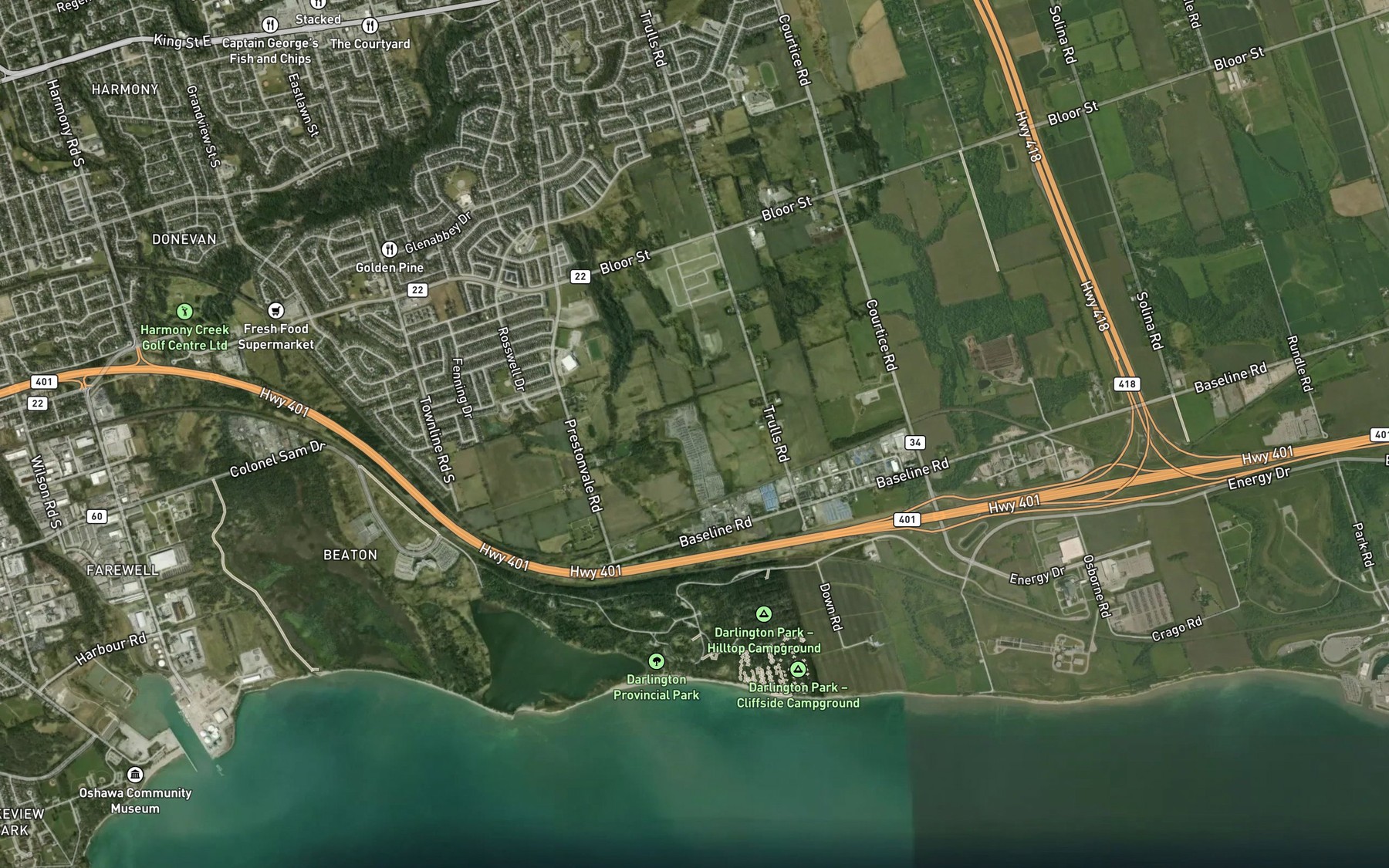Satellite map of the Robinson Creek