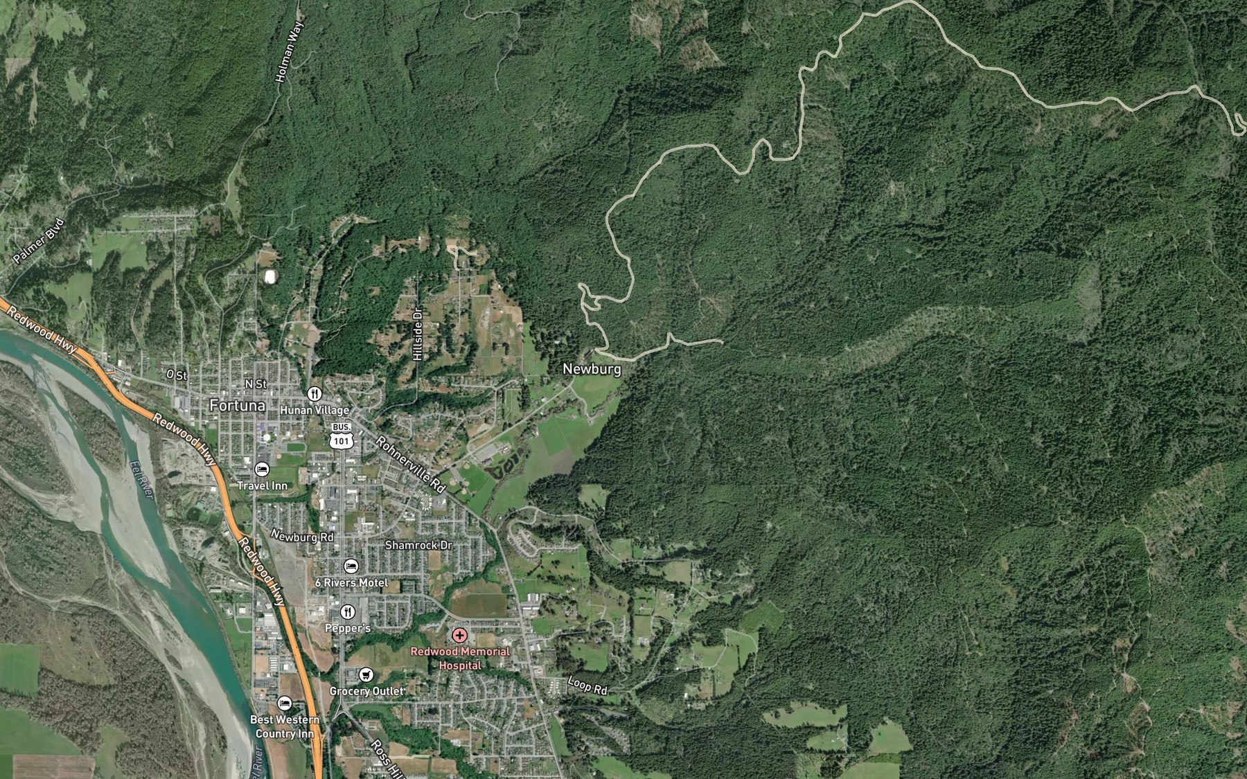 Satellite map of the North Fork Strongs Creek
