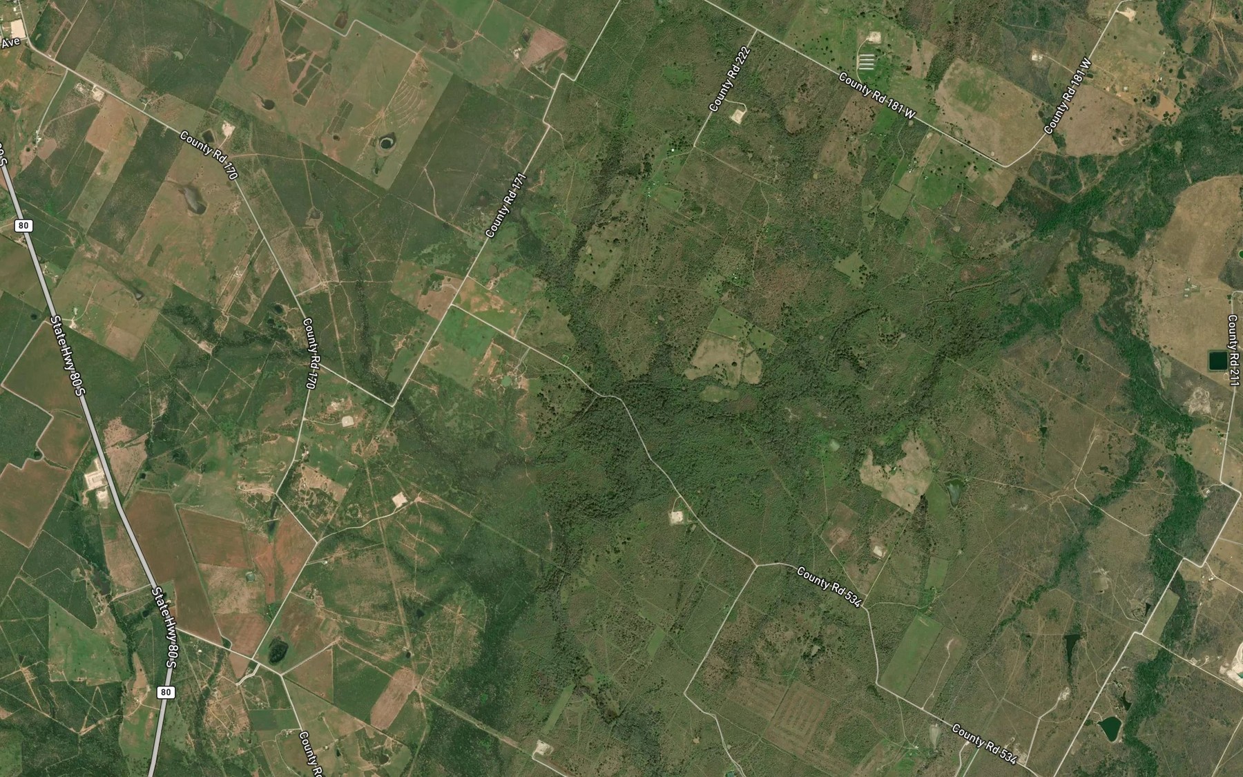 Satellite map of the Racetrack Creek