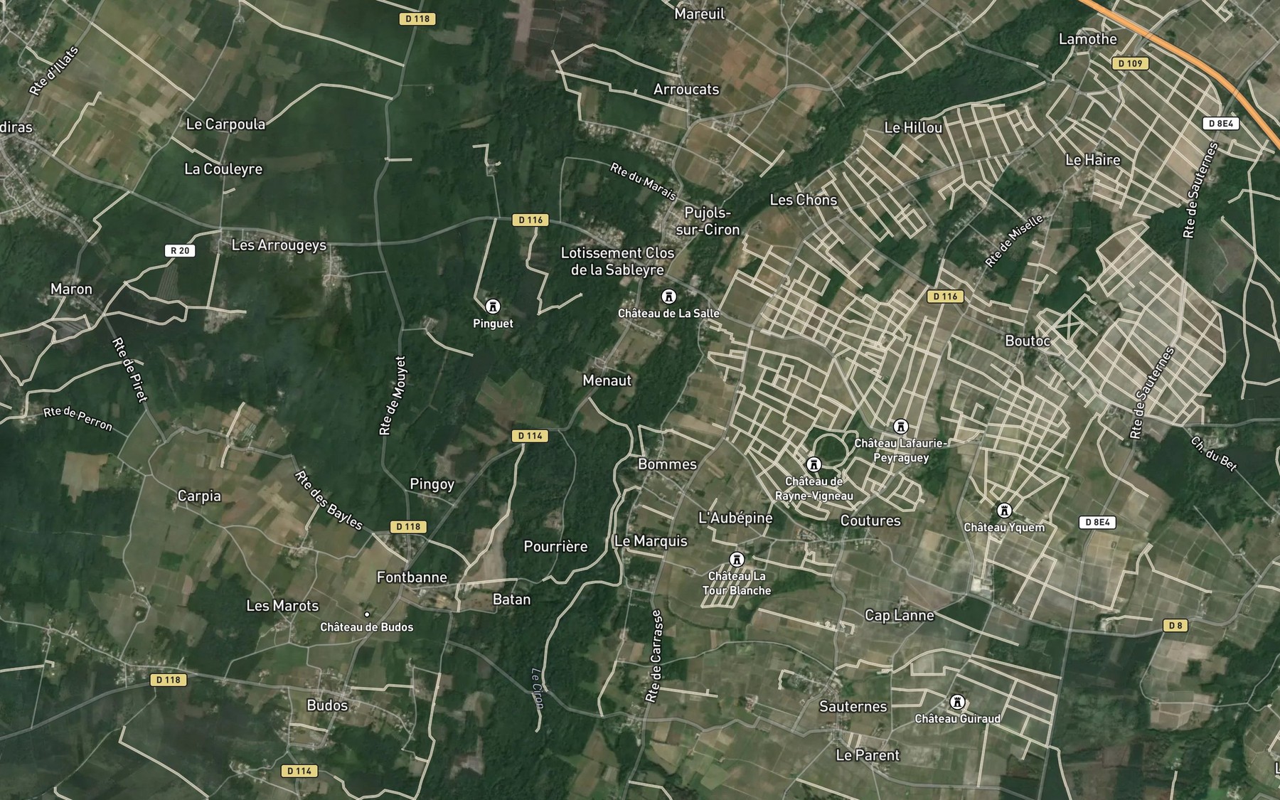 Satellite map of the Ruisseau Turssan