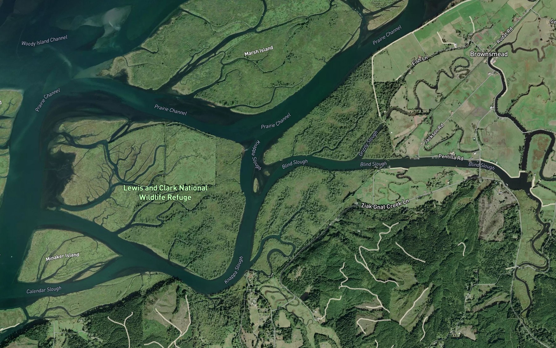 Satellite map of the Blind Slough
