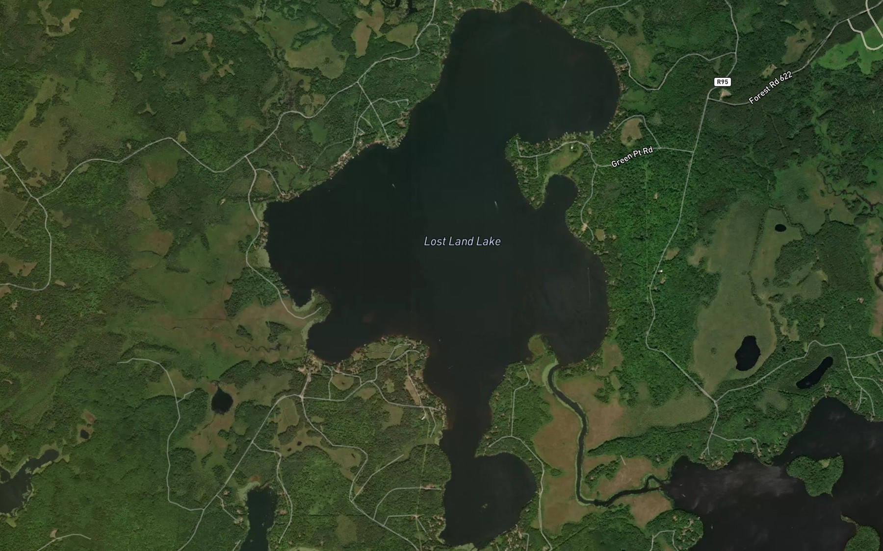 Satellite map of the Lost Land Lake