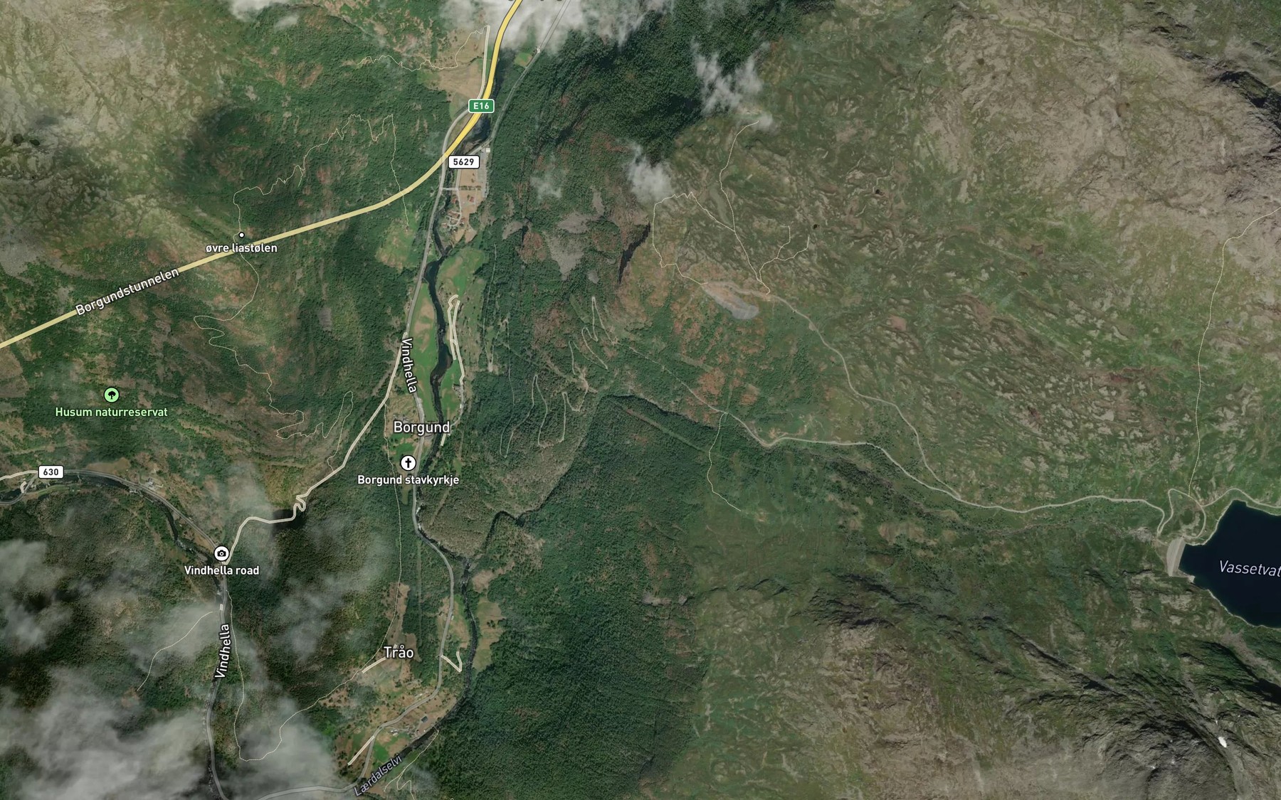 Satellite map of the Sprangfossen