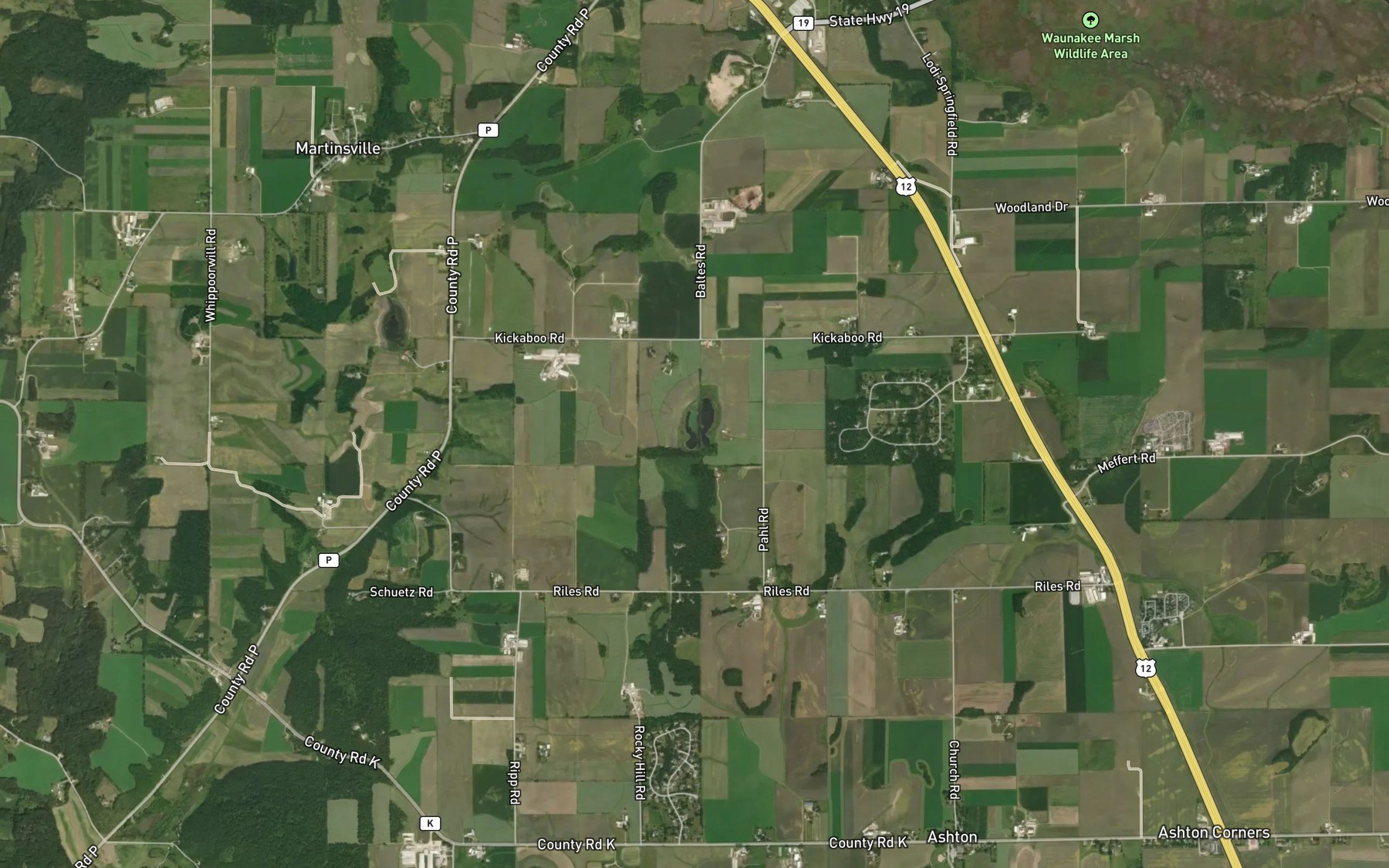 Satellite map of the Dahmen Pond