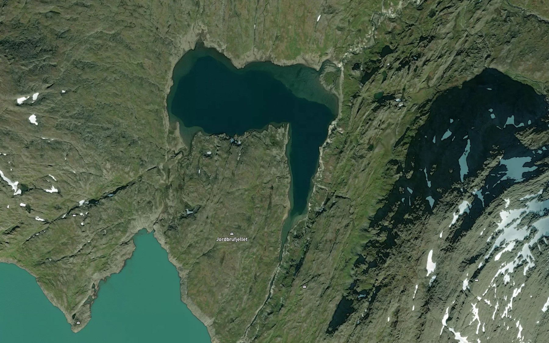 Satellite map of the Storglomvatnet,litle