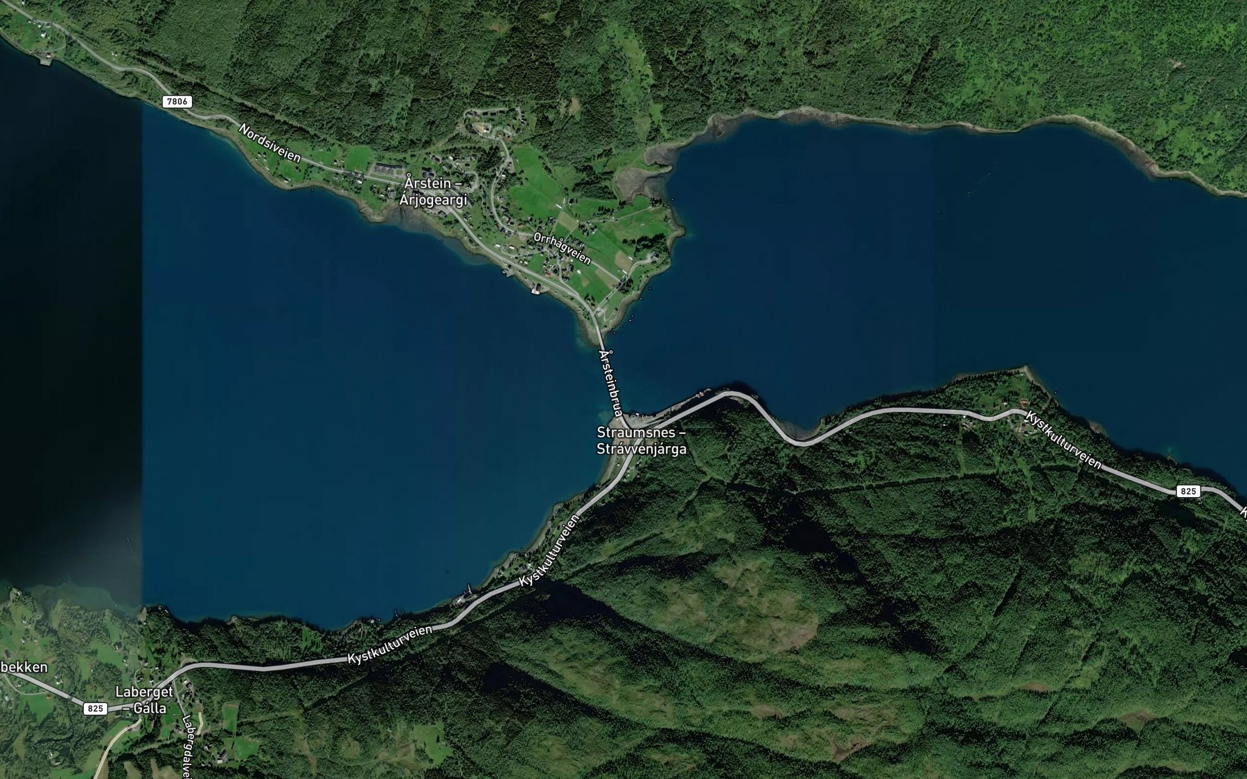 Satellite map of the Stromsflua