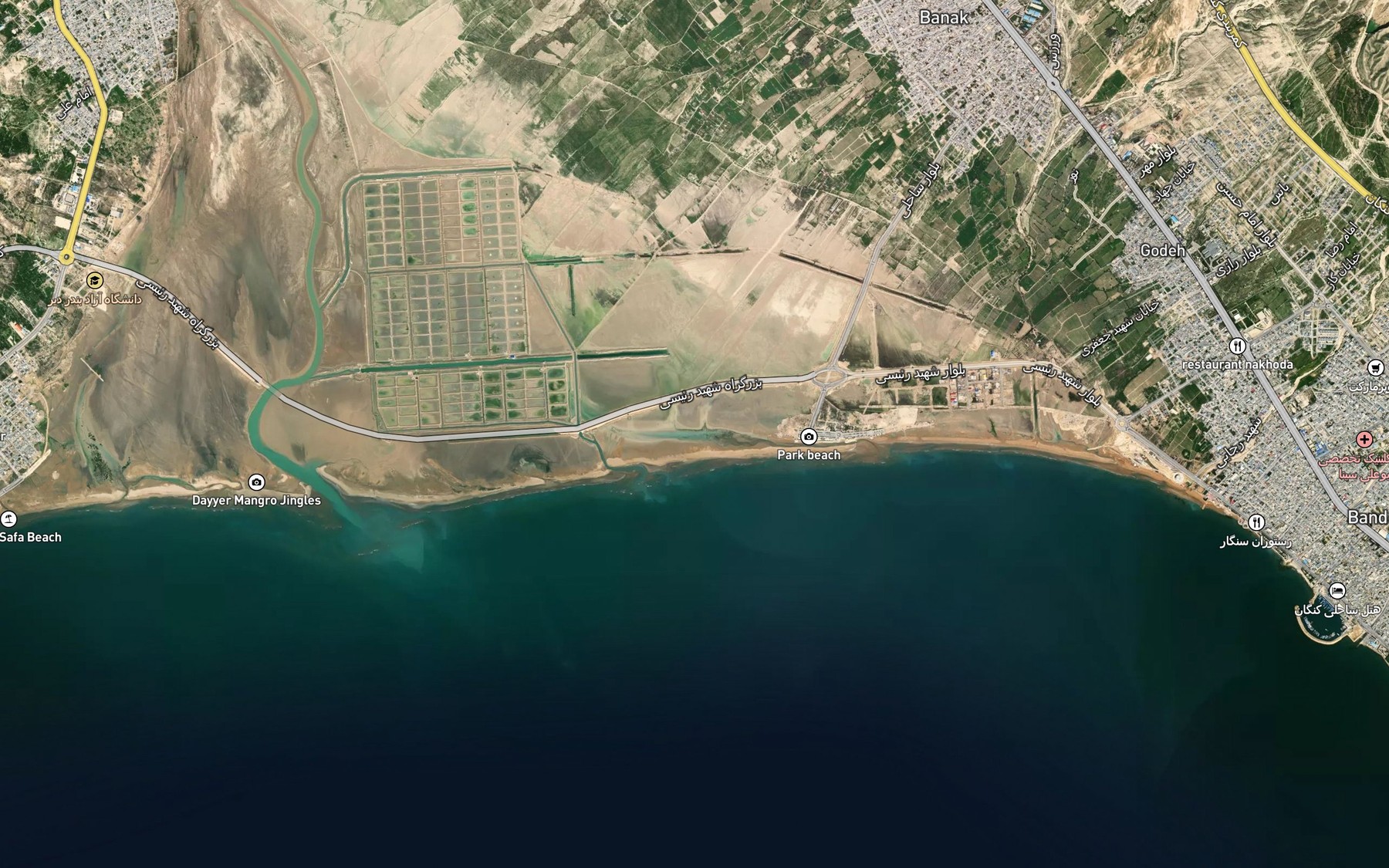 Satellite map of the Mantaqeh-ye Khowr-e Buhamir