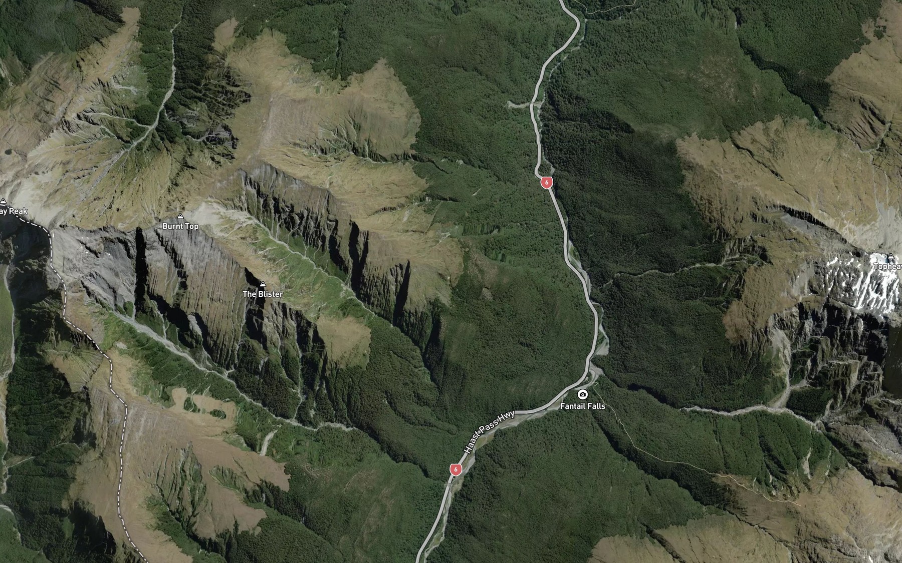 Satellite map of the Cutter Creek