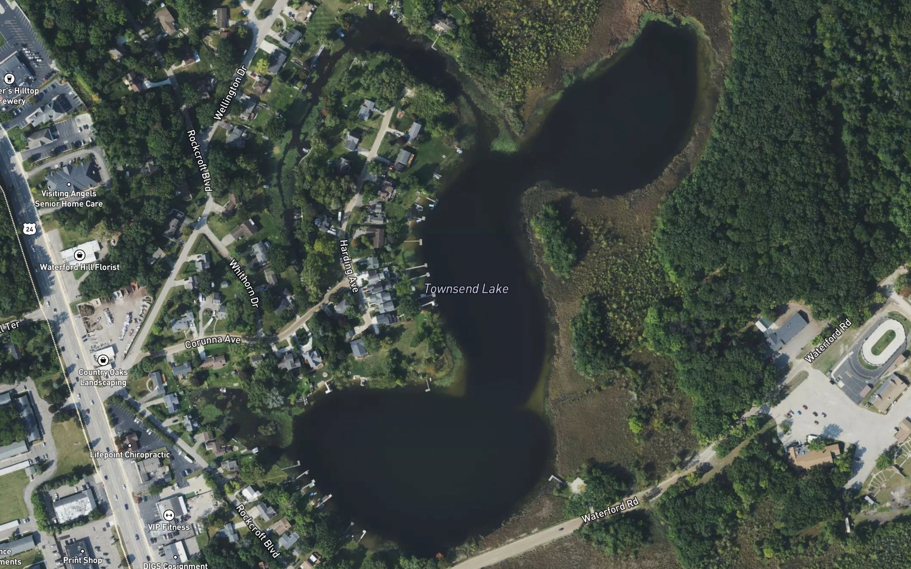 Satellite map of the Townsend Lake