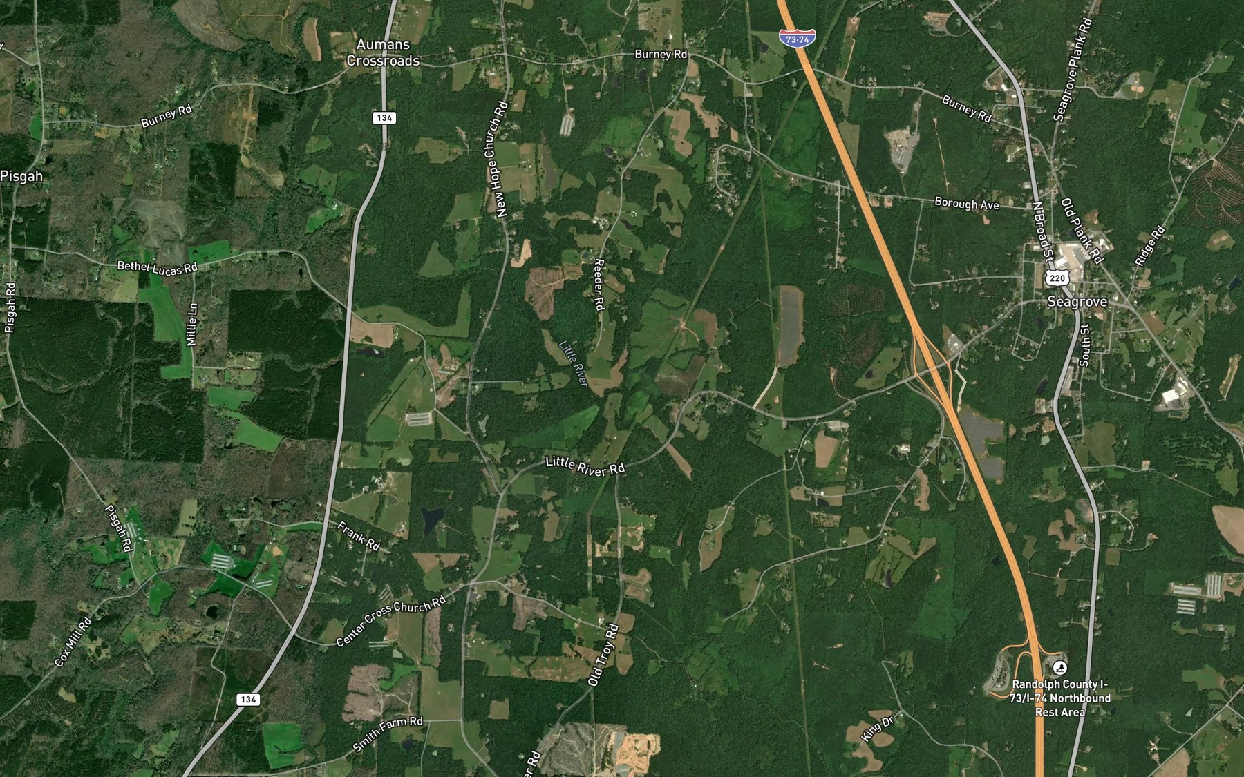 Satellite map of the Kings Creek