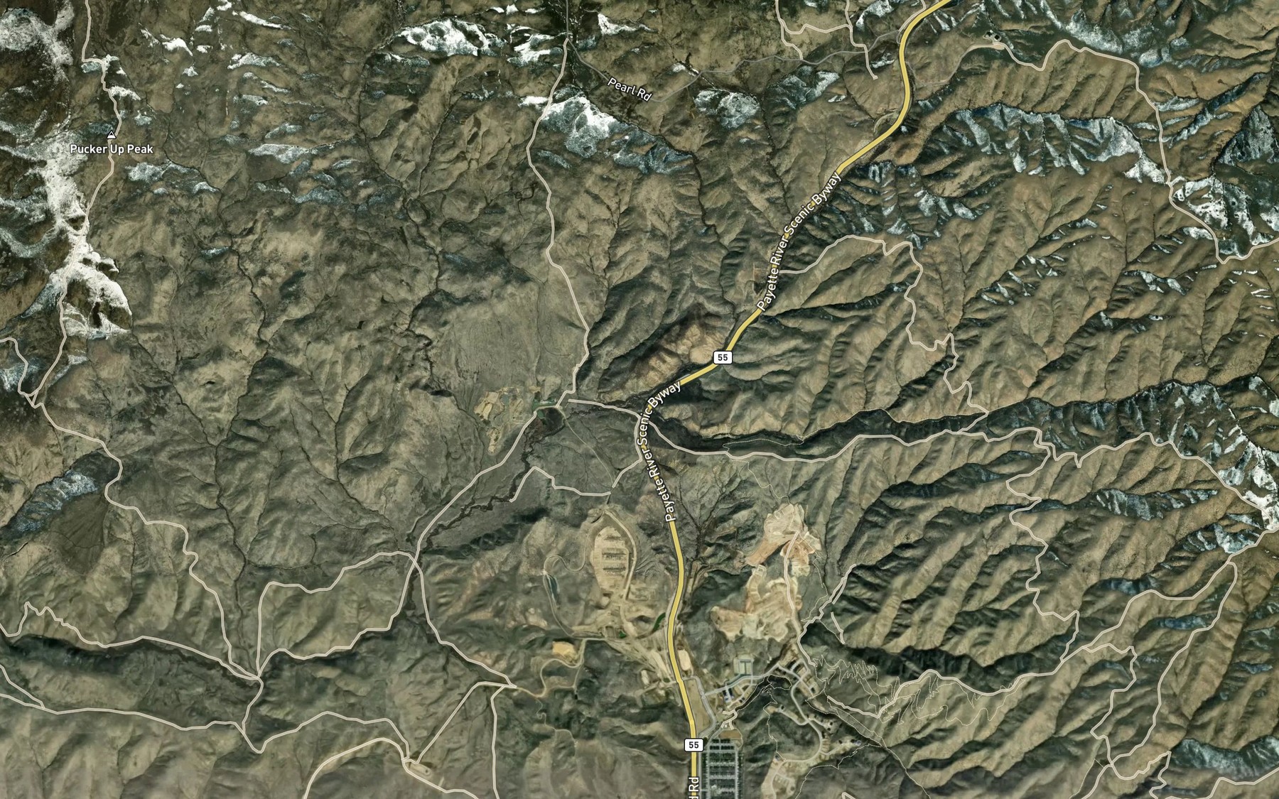 Satellite map of the Alkali Creek