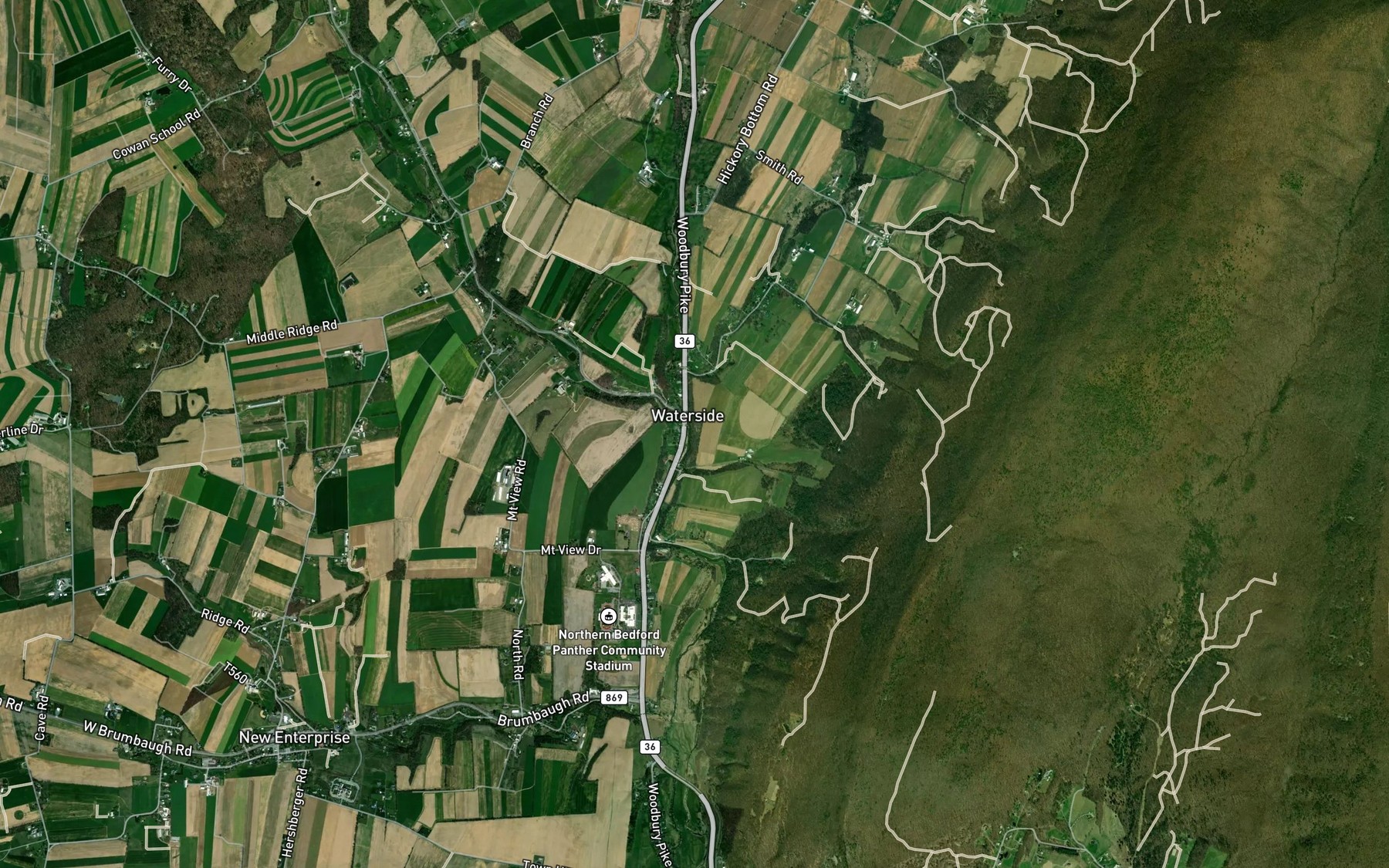 Satellite map of the Potter Creek