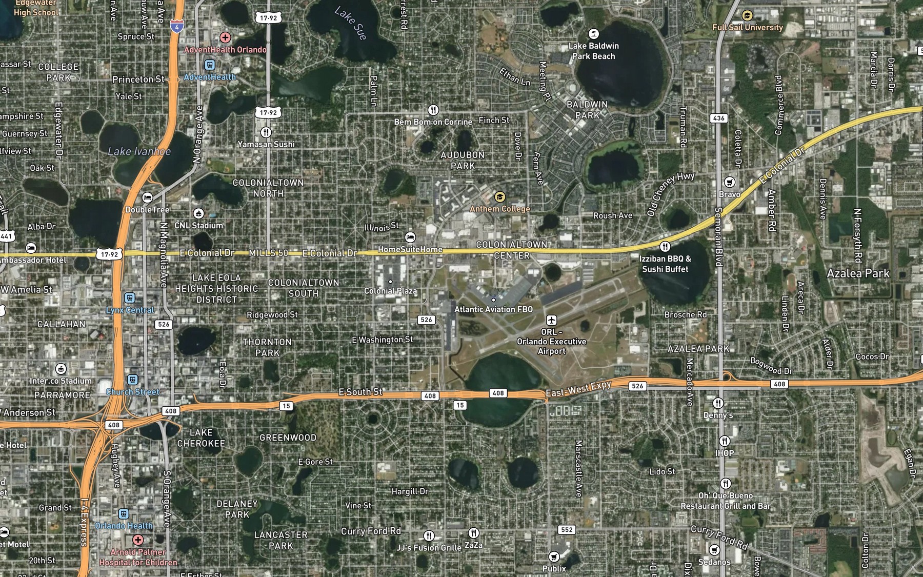 Satellite map of the Lake Yvonne