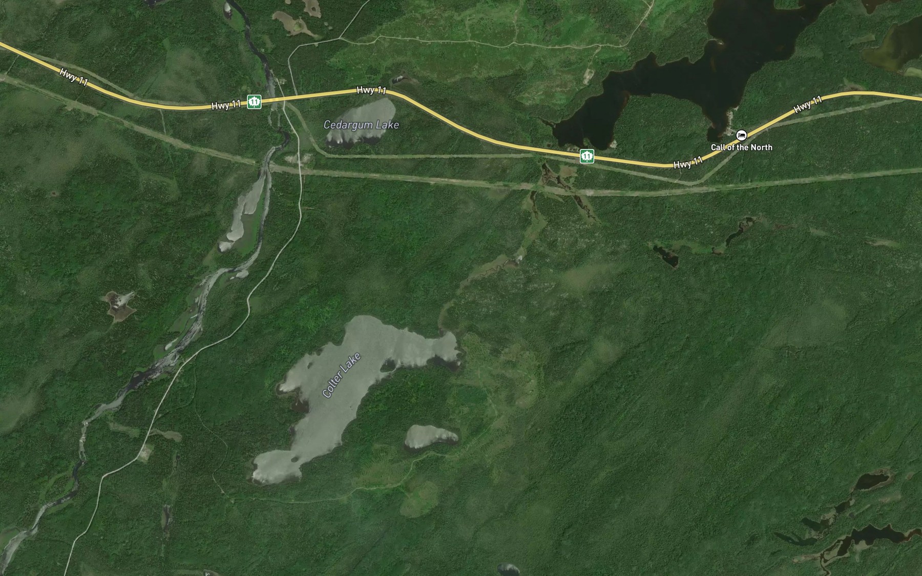Satellite map of the Colter Creek