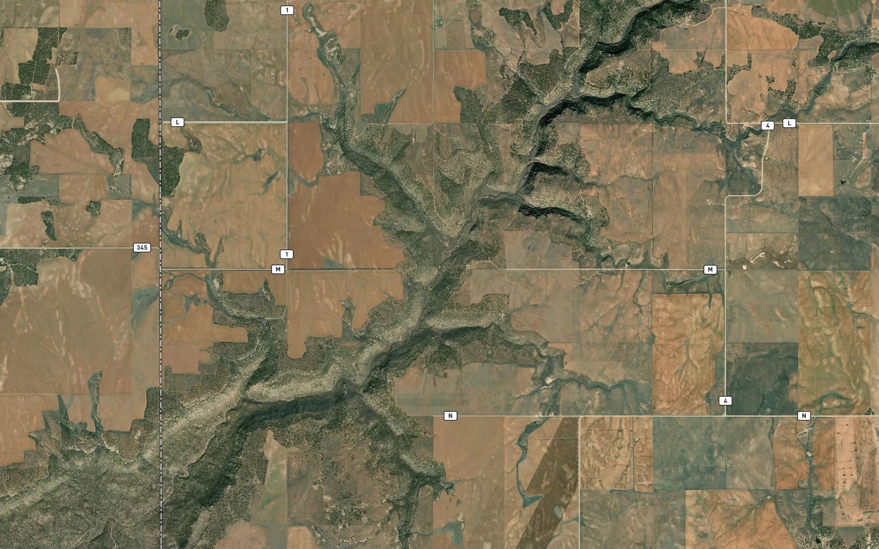 Satellite map of the Burnt Cabin Creek