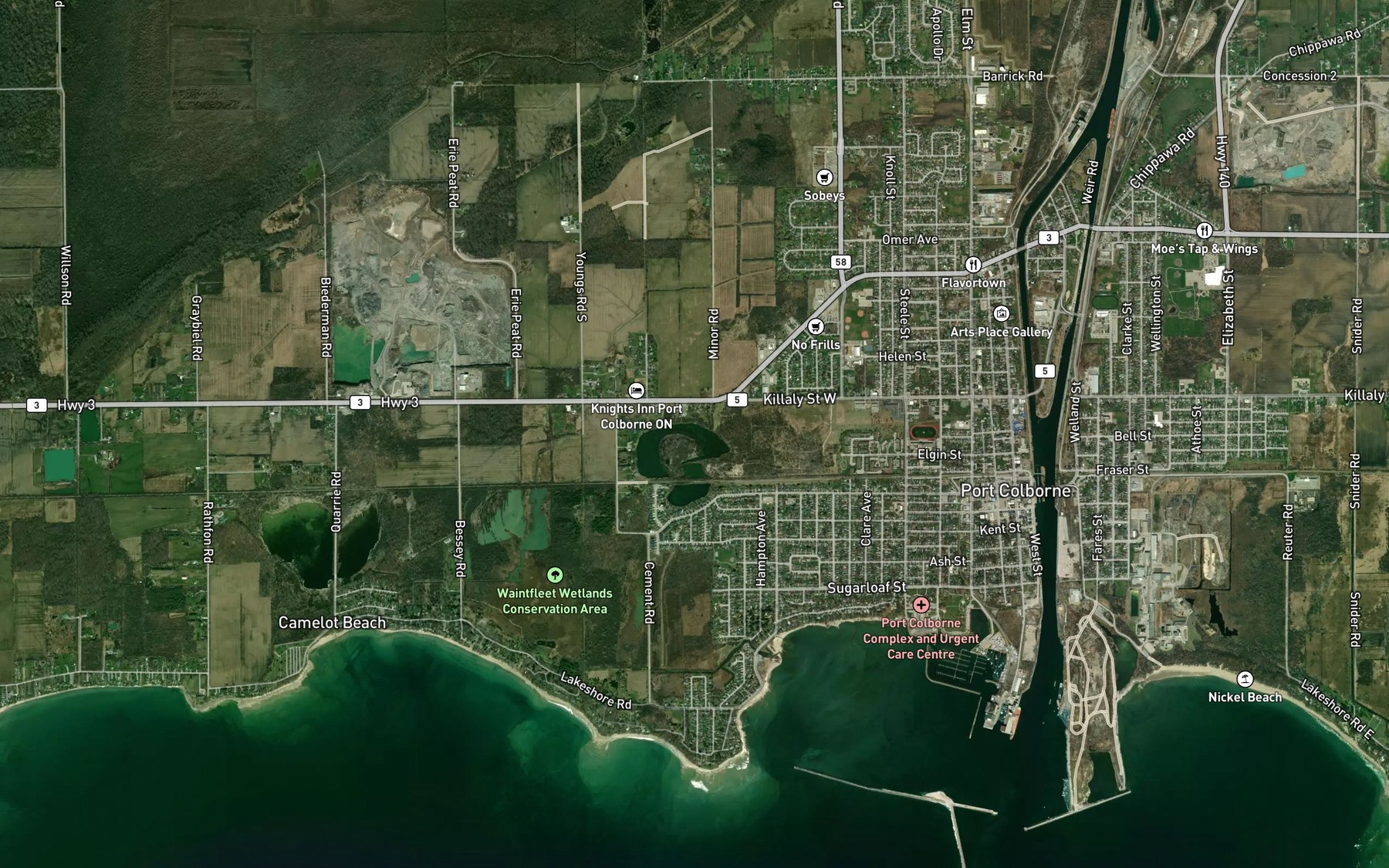 Satellite map of the Quarry Ponds