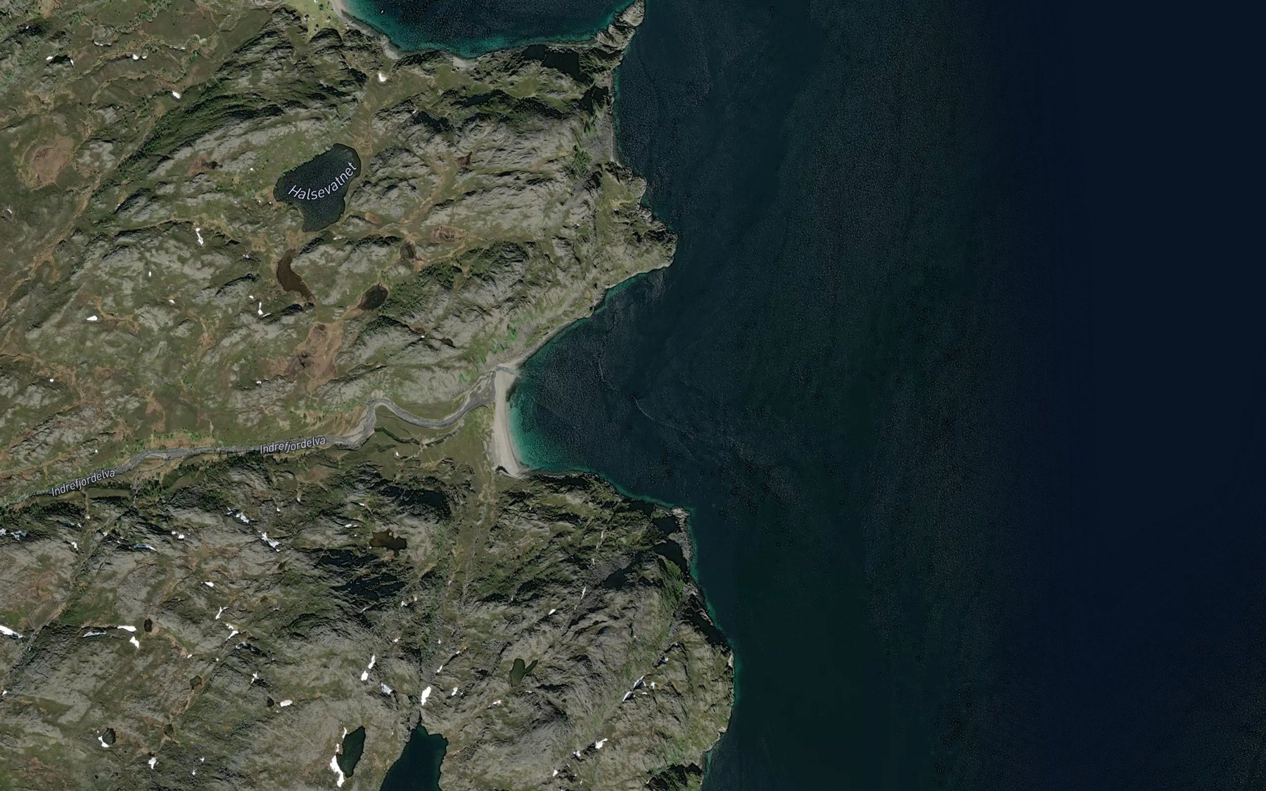 Satellite map of the Indre Torskefjorden
