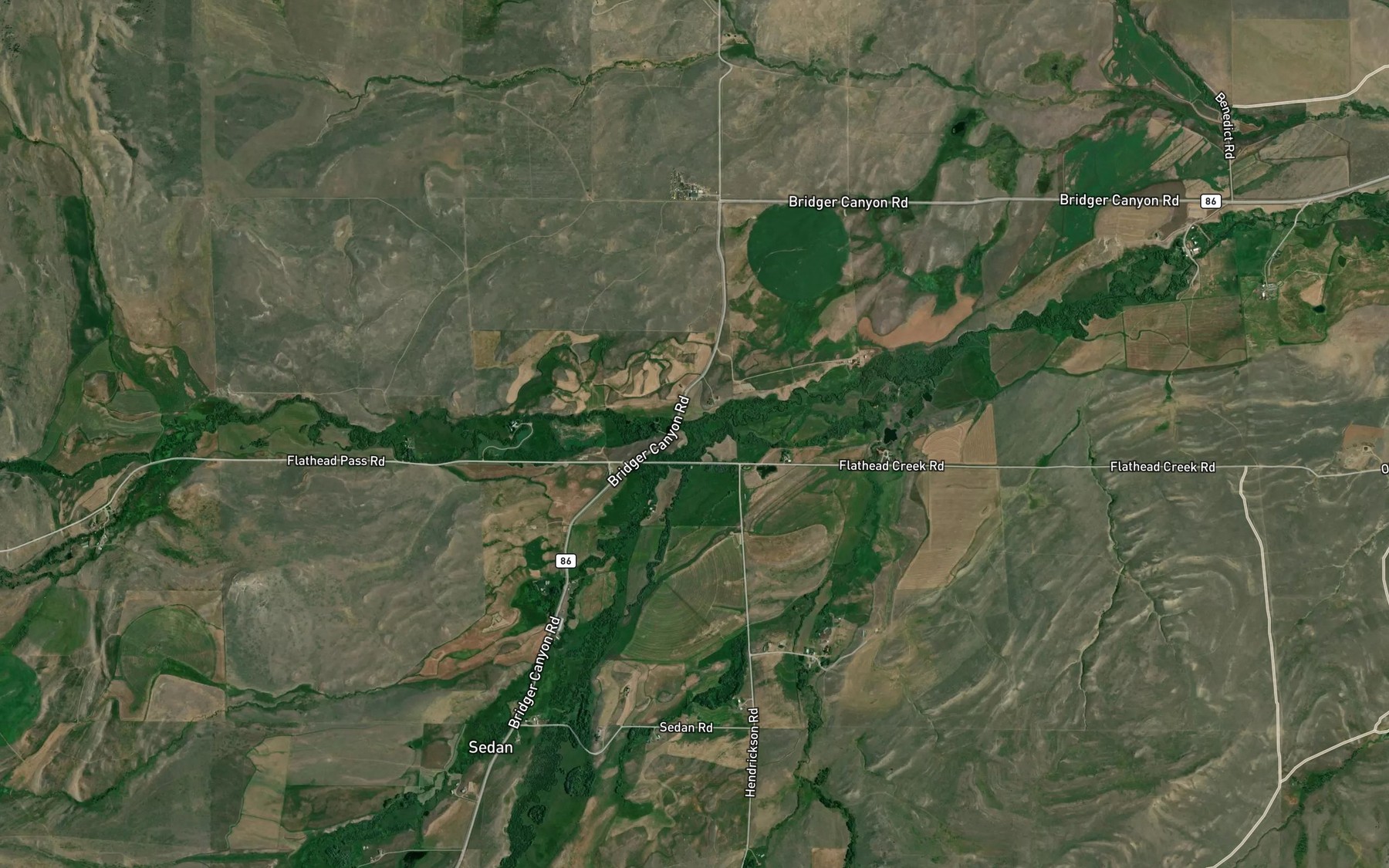 Satellite map of the Carrol Creek