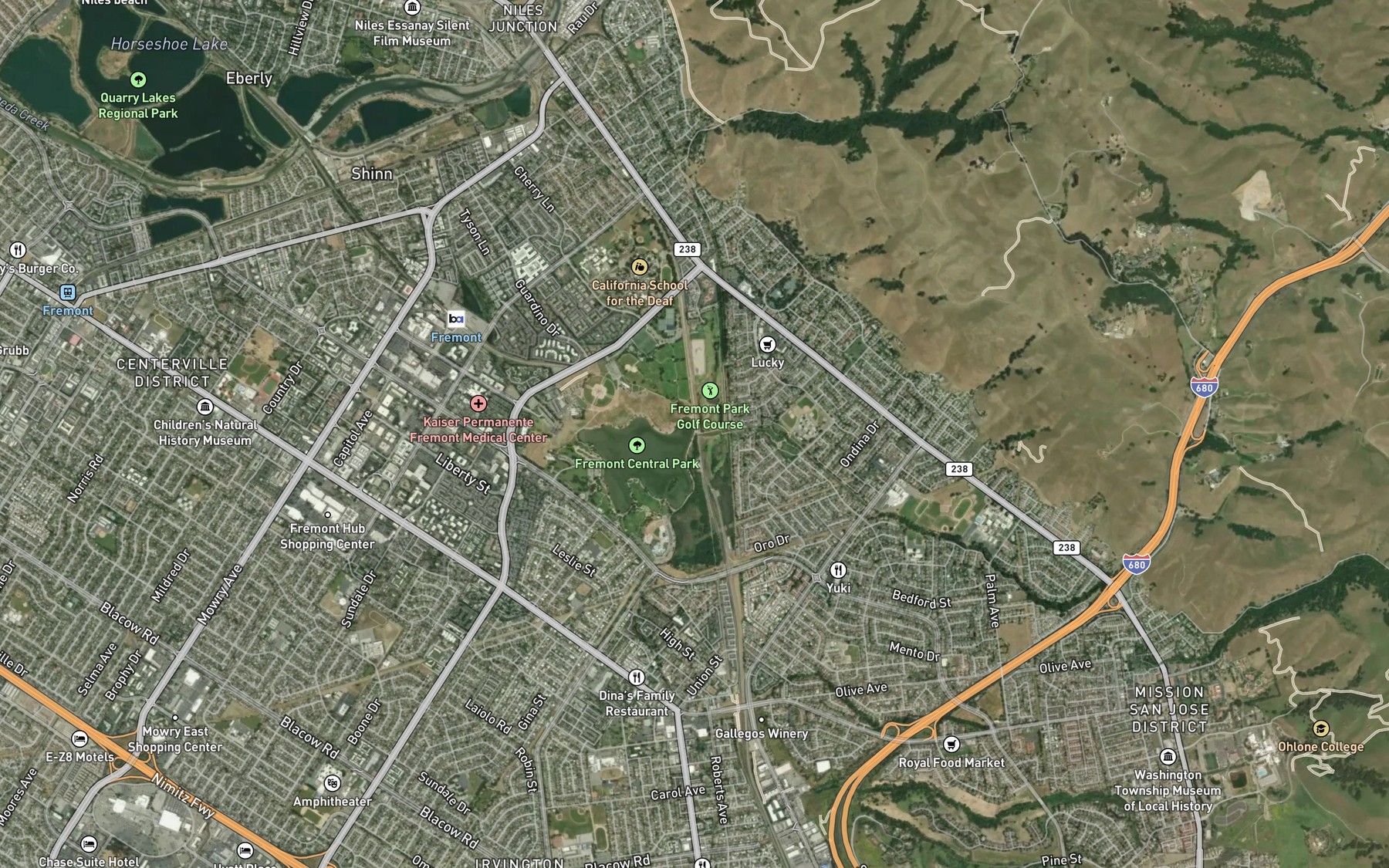 Satellite map of the Mission Creek