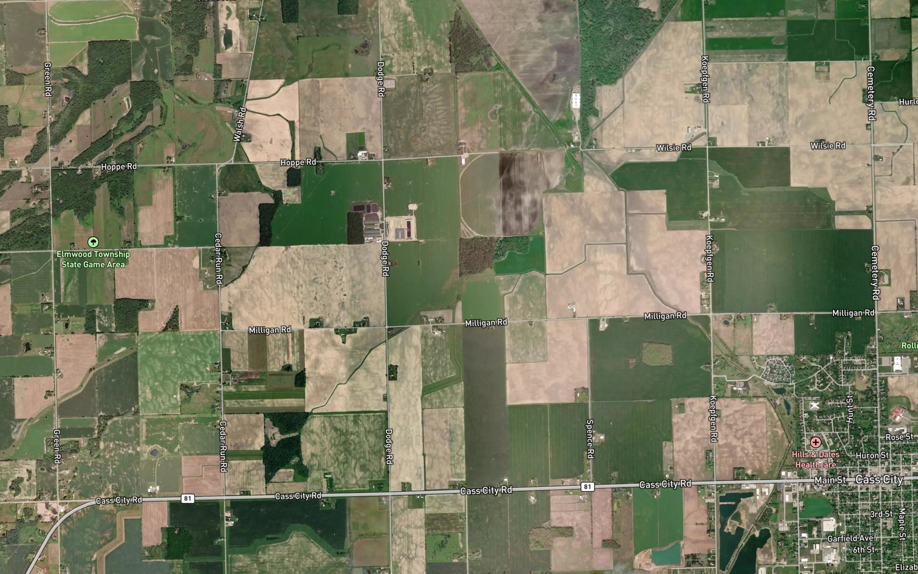 Satellite map of the Reid Drain