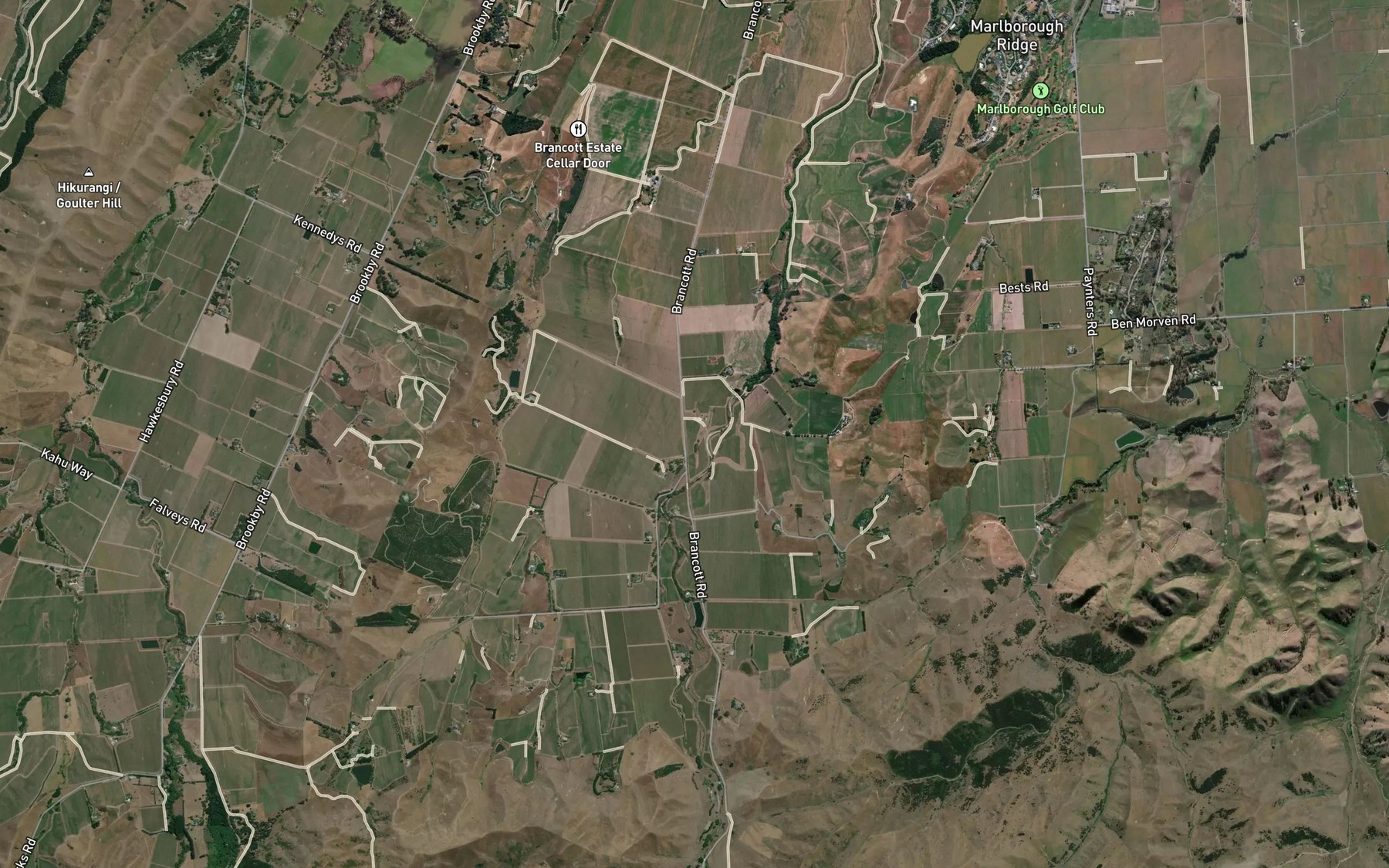Satellite map of the Fairhall River