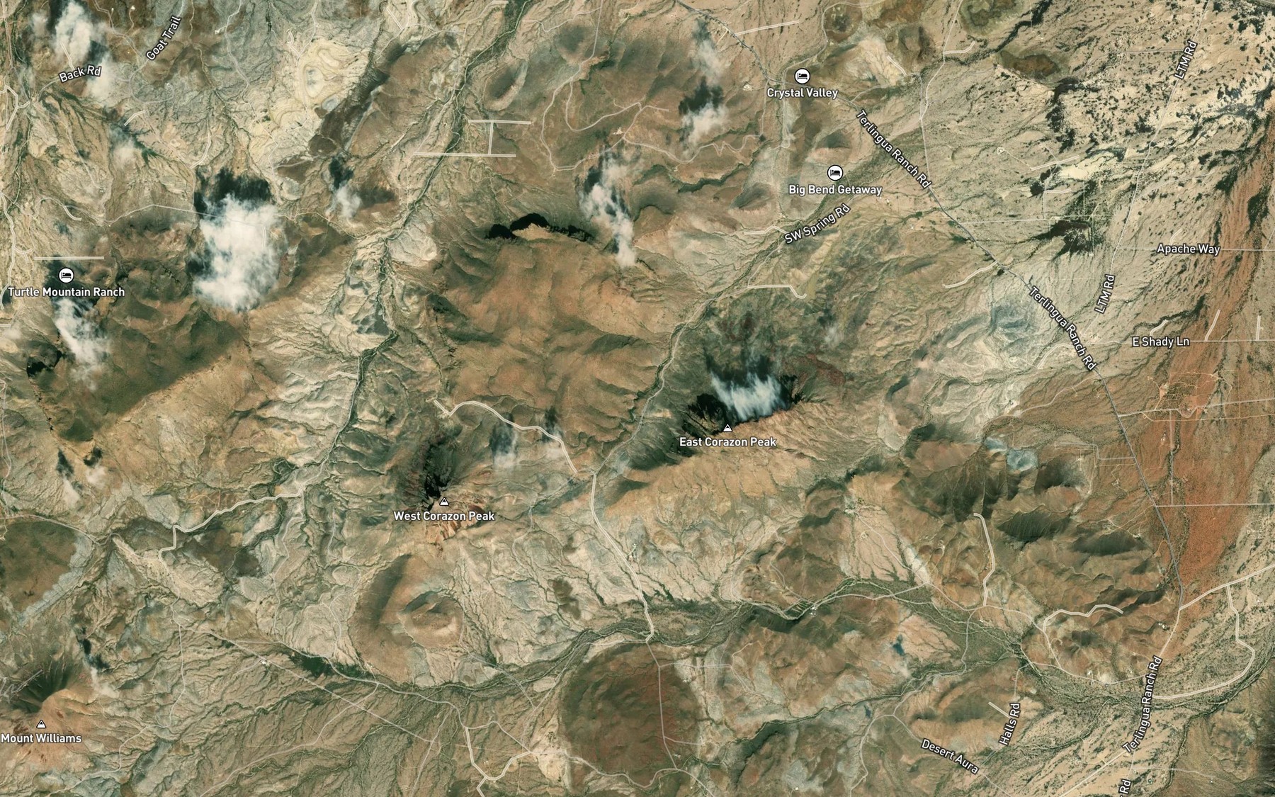 Satellite map of the Big Corazones Spring