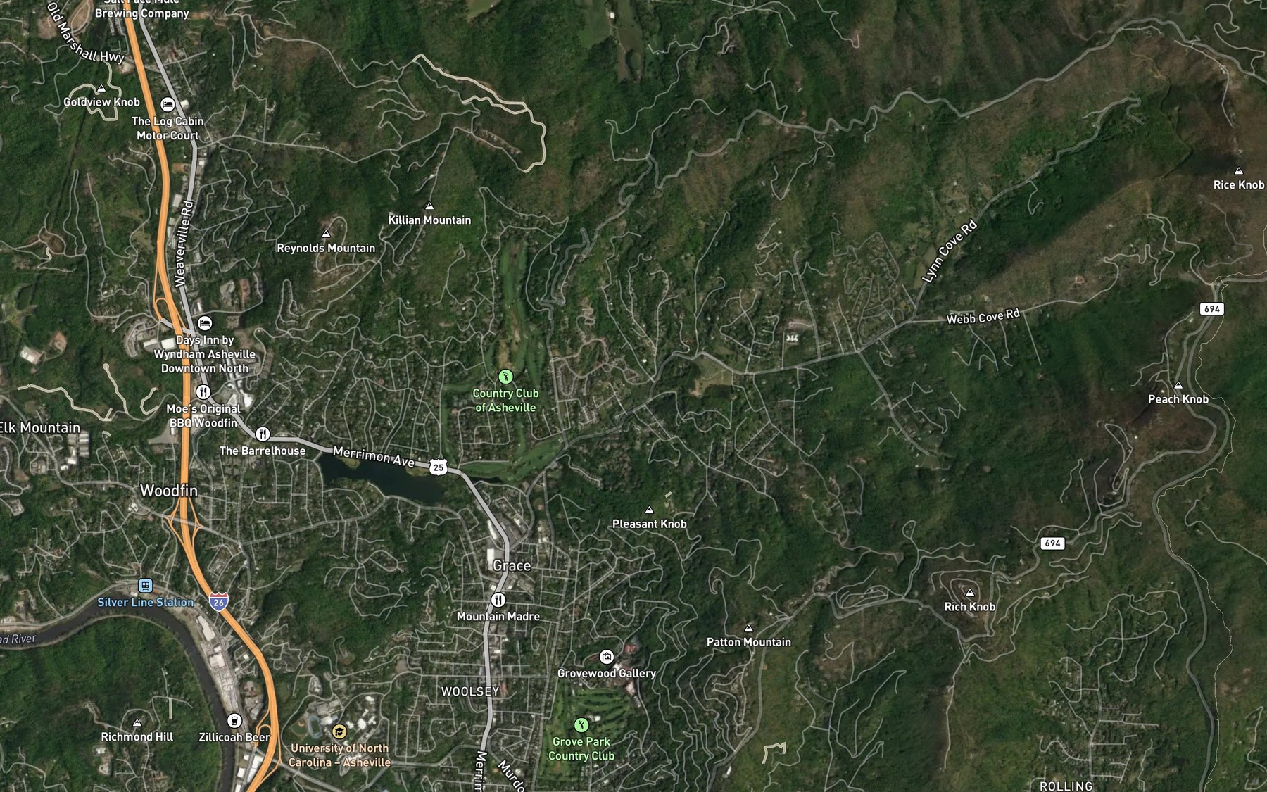 Satellite map of the Spooks Branch