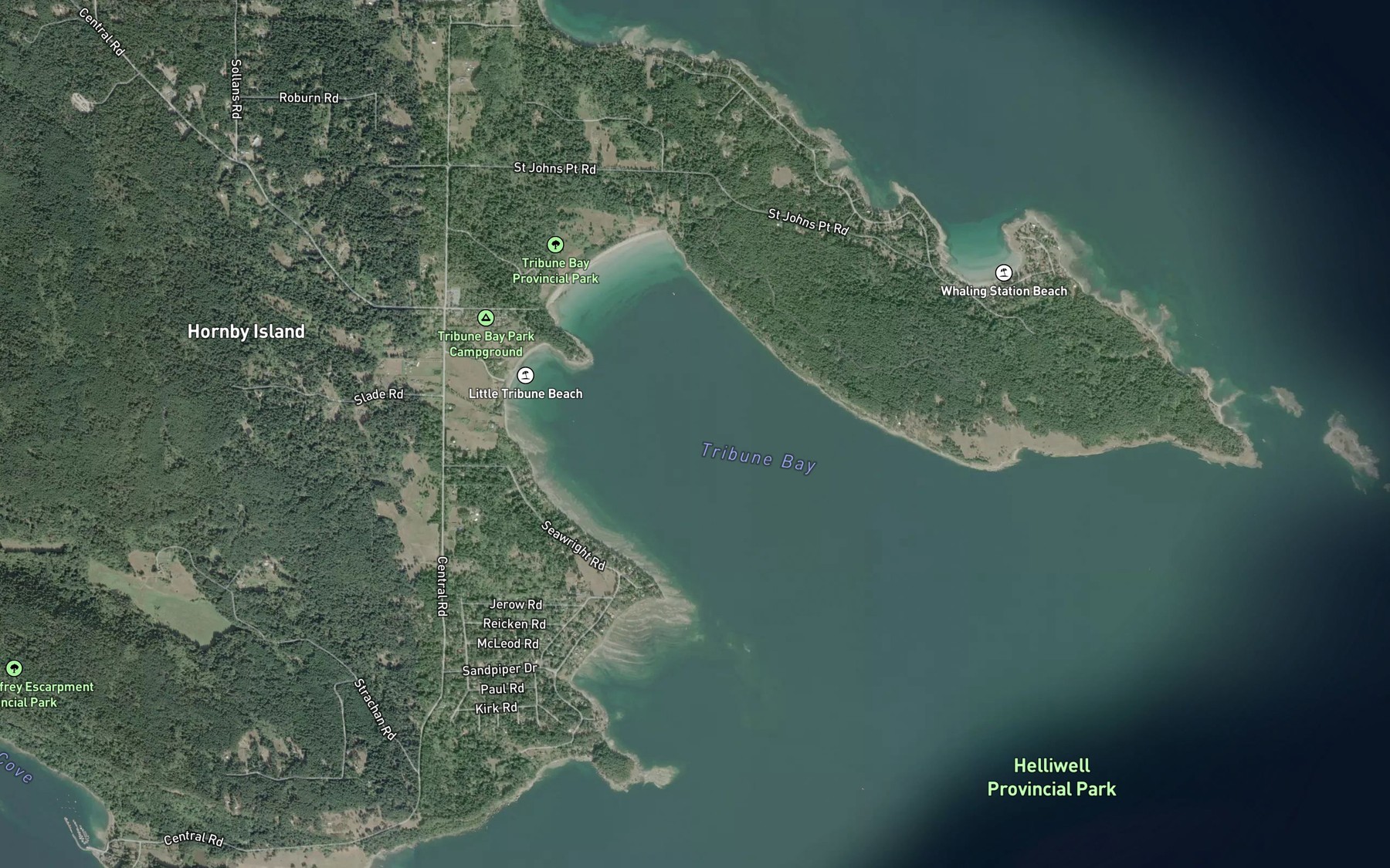 Satellite map of the Tribune Bay