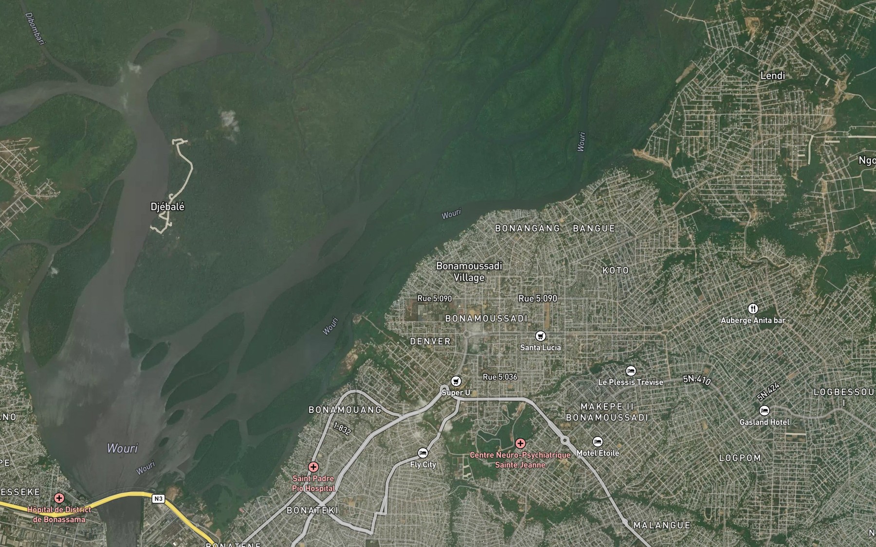 Satellite map of the Nkondo