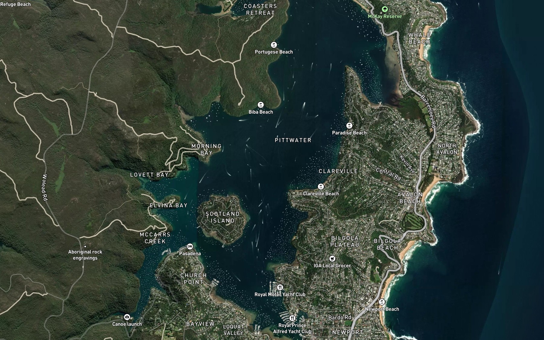 Satellite map of the Refuge Cove