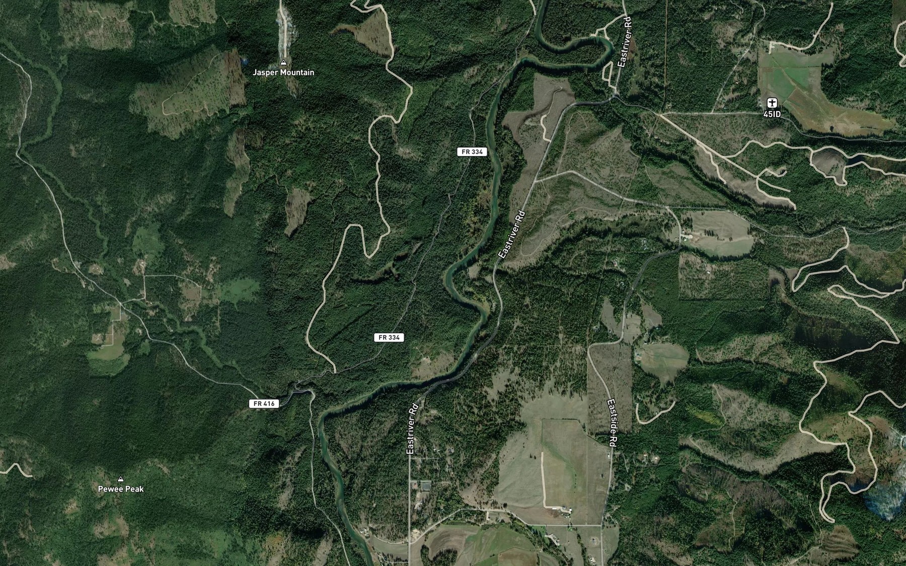 Satellite map of the Prater Creek