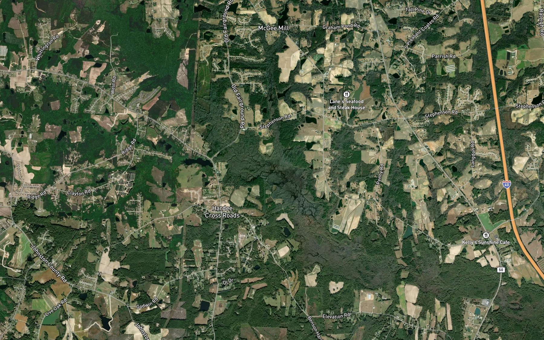 Satellite map of the McCullens Branch