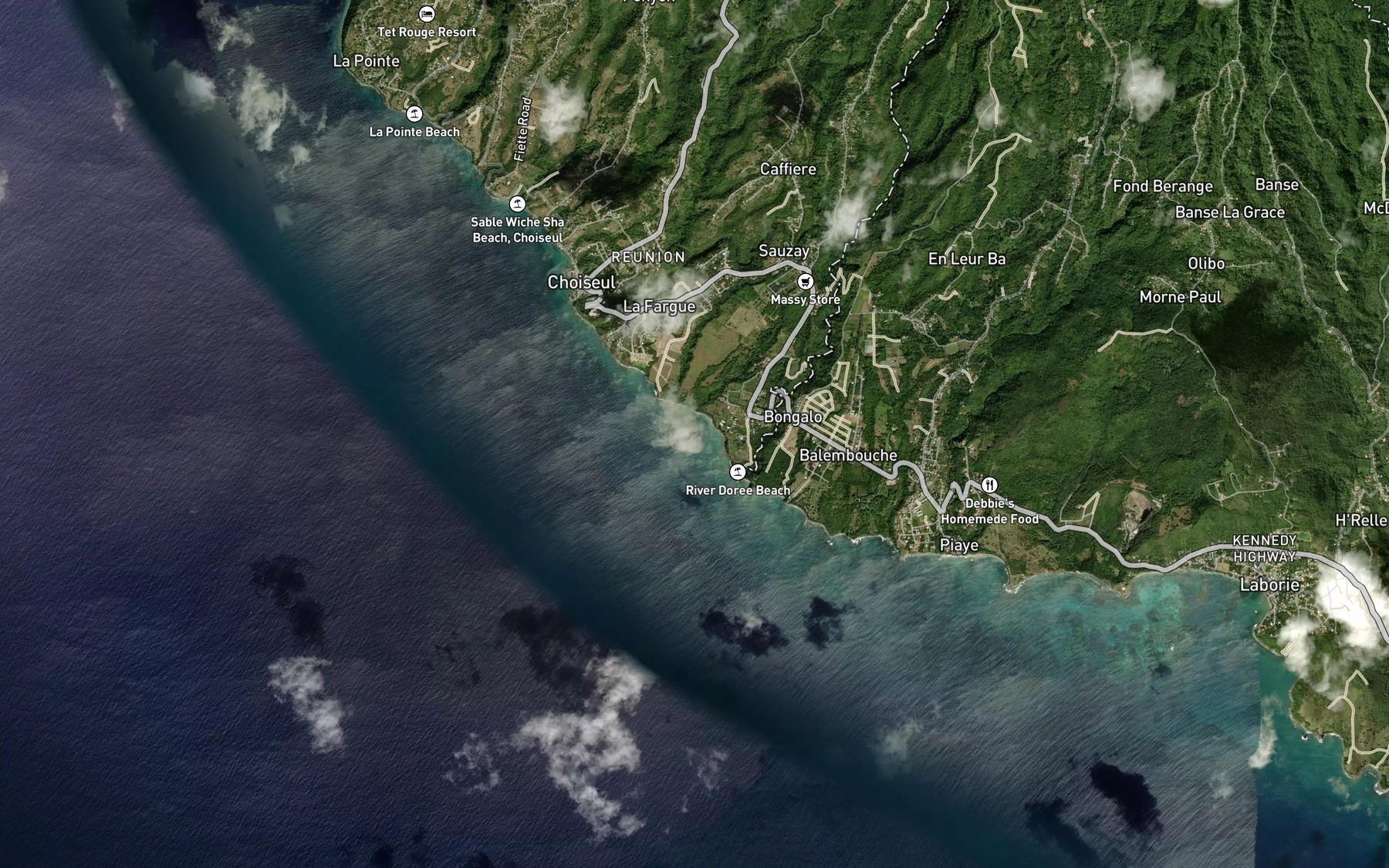 Satellite map of the Anse de la Riviere Doree