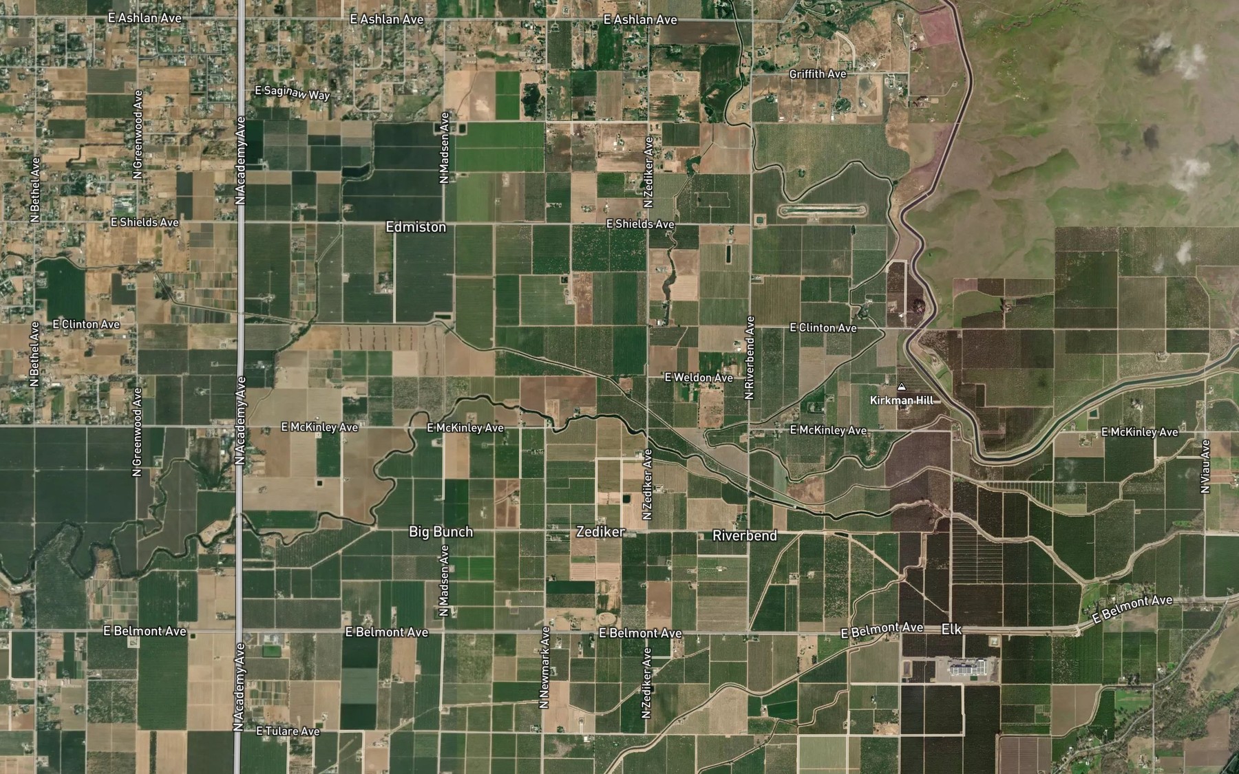 Satellite map of the Mud Creek