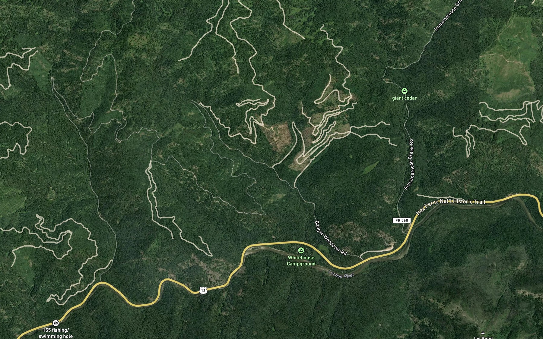 Satellite map of the West Fork Wendover Creek