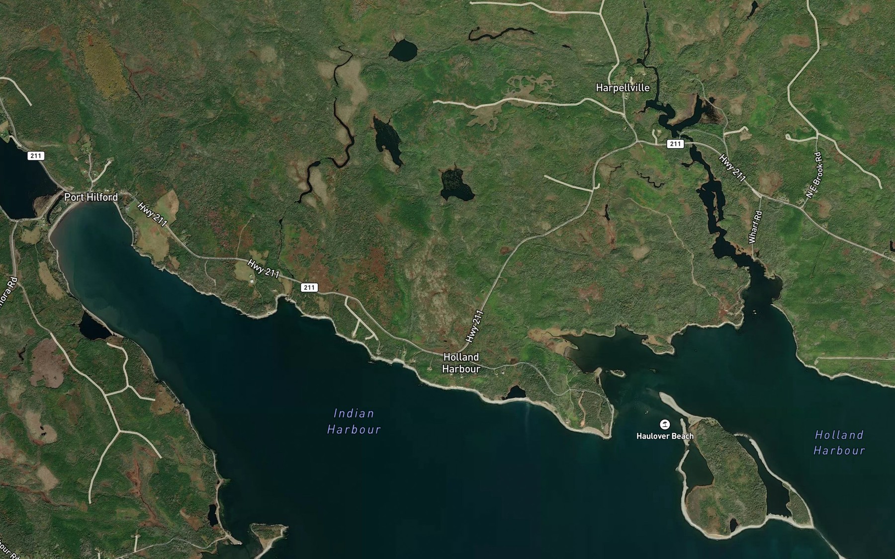 Satellite map of the Kissing Brook