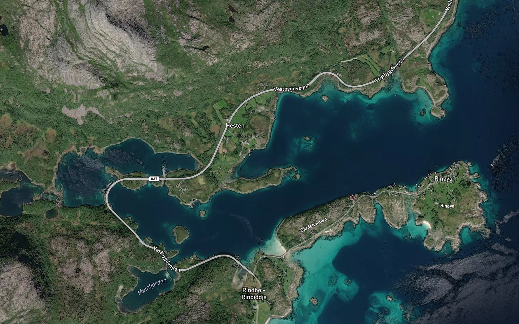 Satellite map of the Hestosen