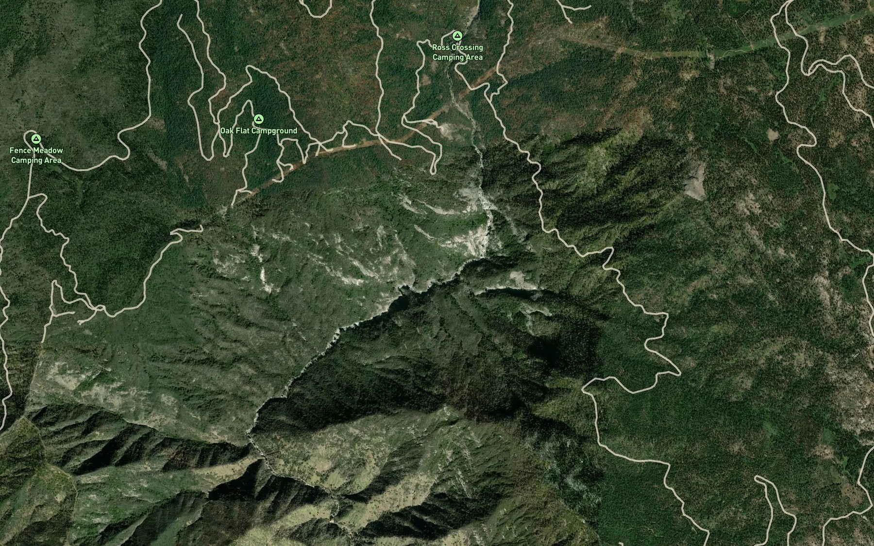 Satellite map of the Ross Creek