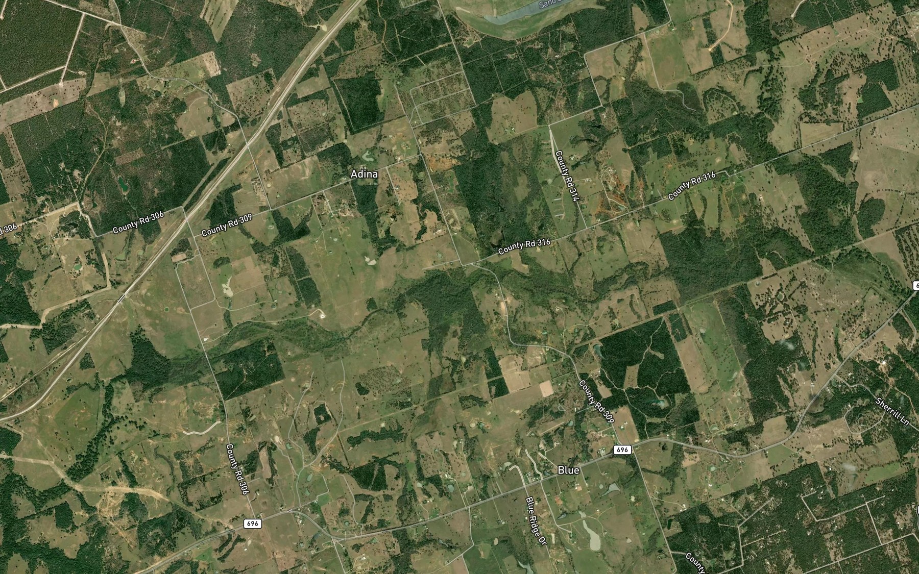 Satellite map of the Blue Branch